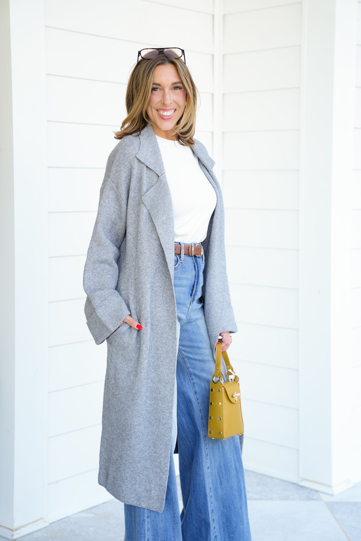Long Sleeve Open Cardigan with Belt