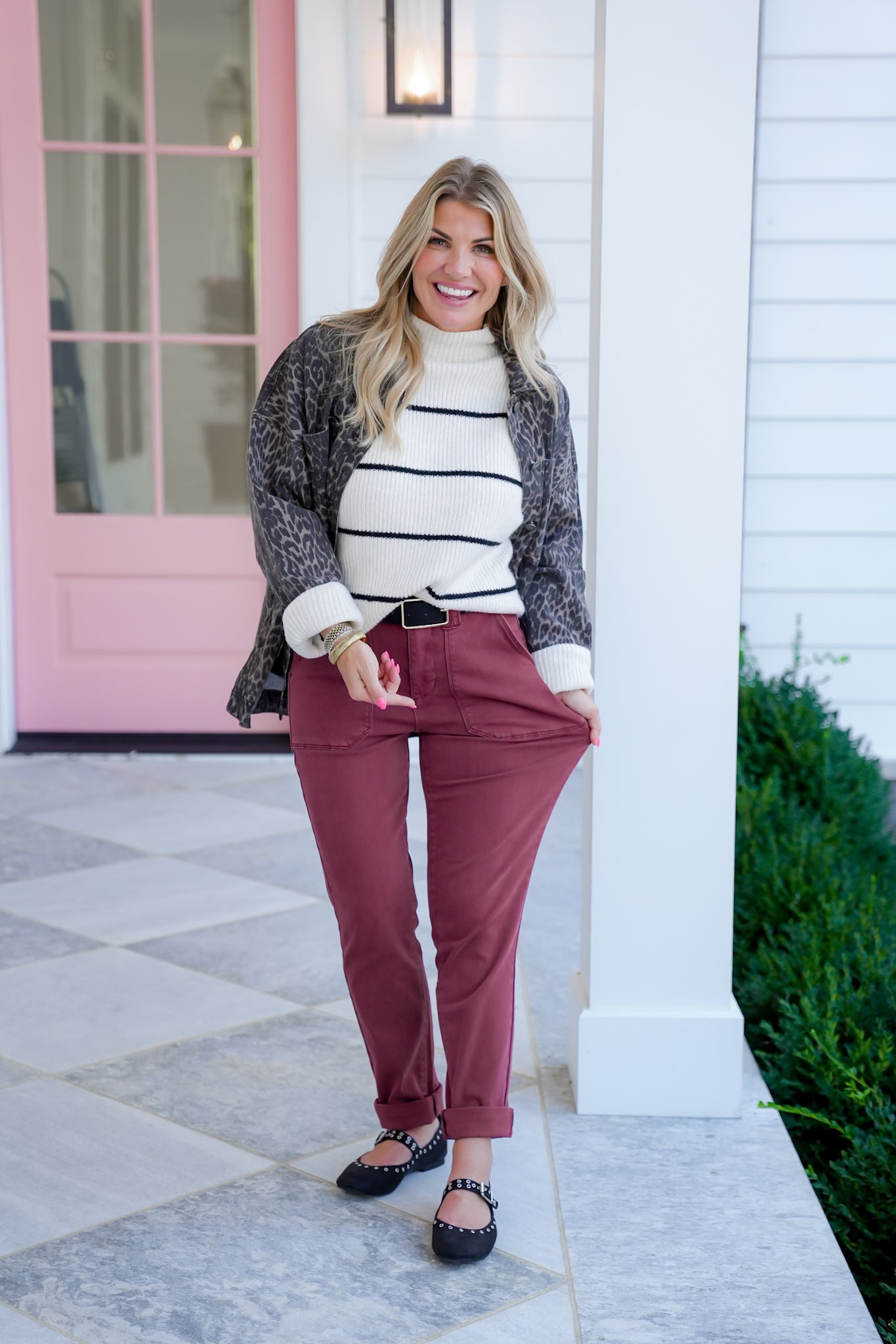 Judy Blue High Rise Burgundy Cuffed Jeans