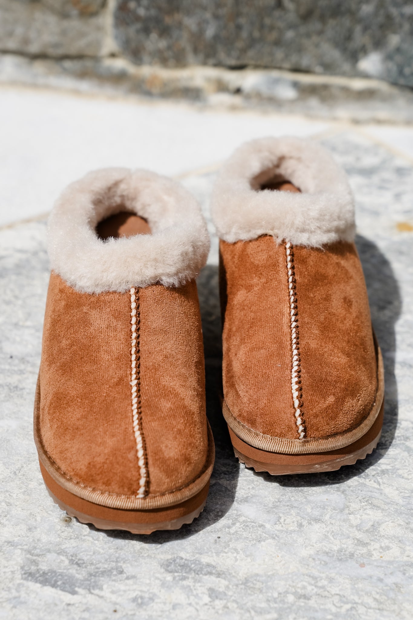 Corky's "Easy Going" Cozy Vegan Suede Wedge Mule Slippers with Fleece Lining