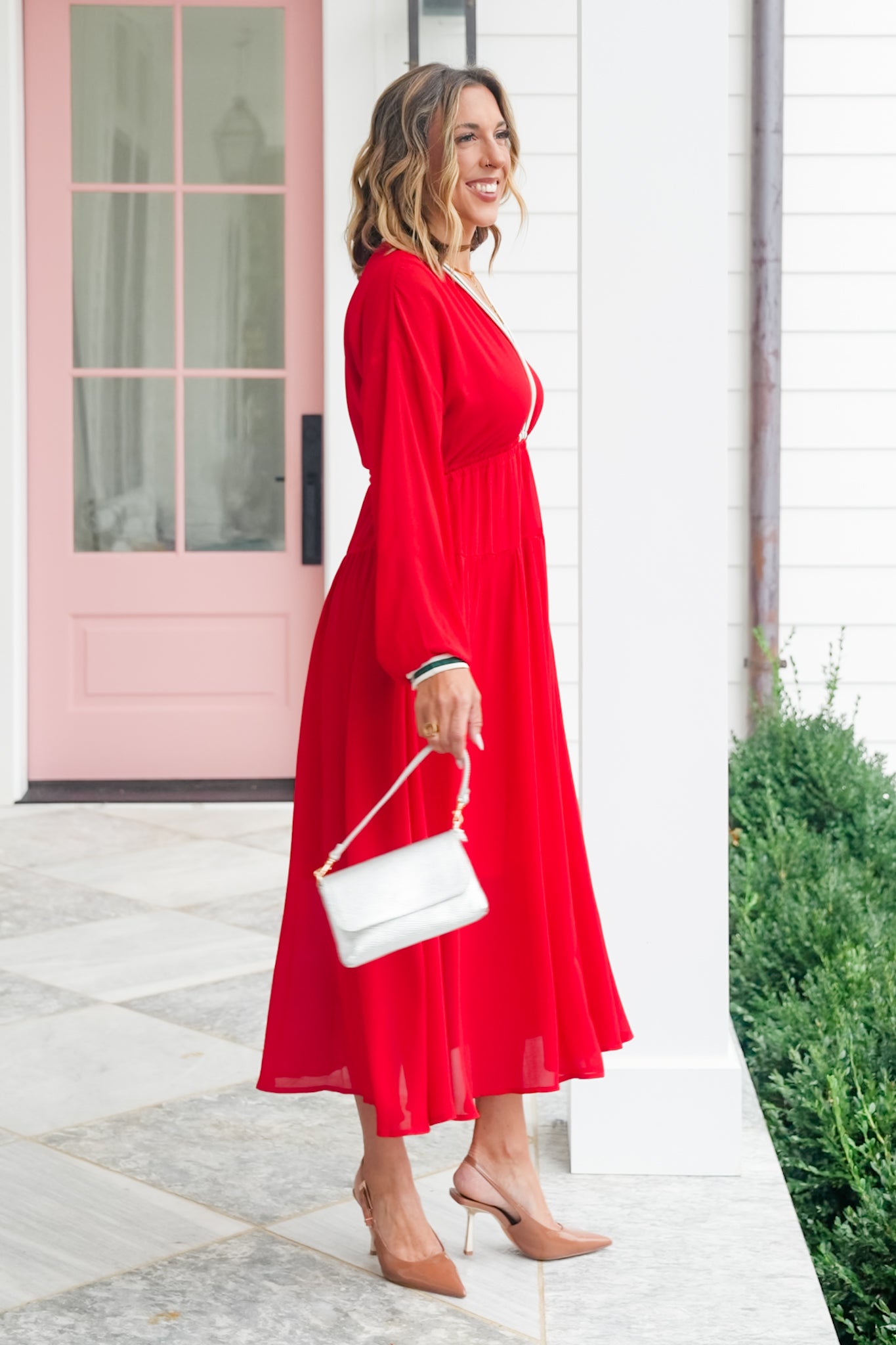 Long Sleeve Drawstring Waist Midi Dress
