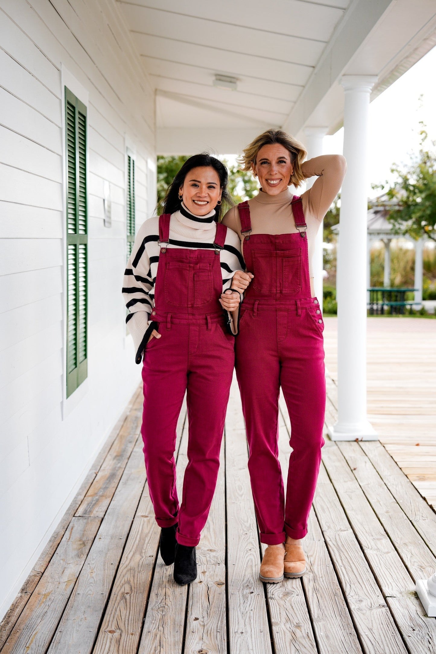 Judy Blue High Rise Maroon Garment Dyed Double Cuffed Boyfriend Overalls