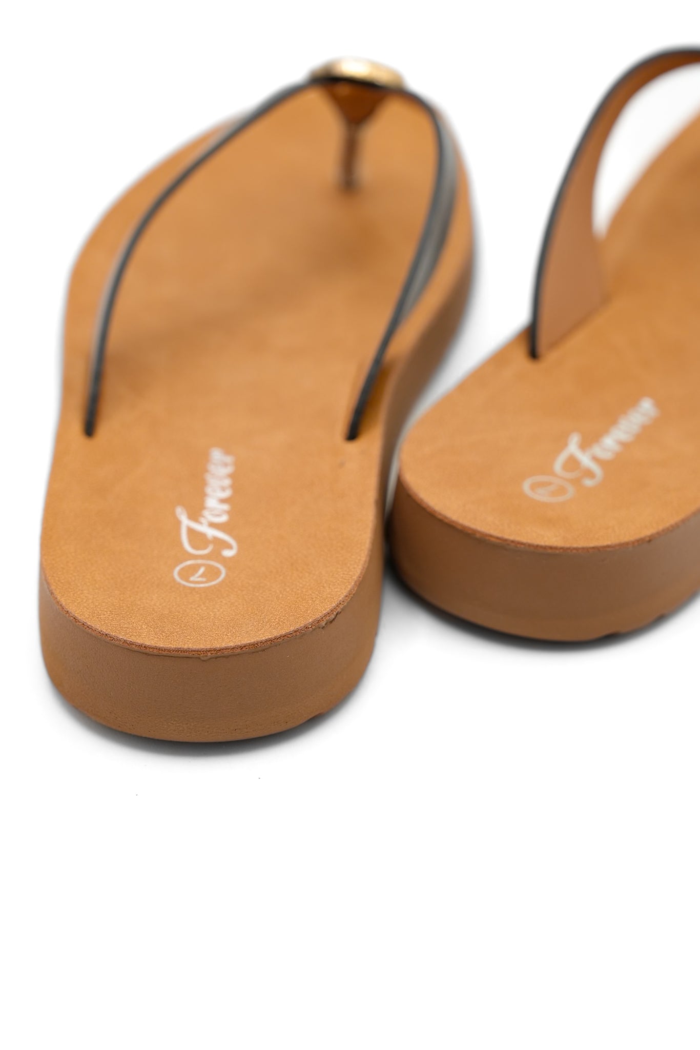 Vegan Leather Thong Sandal with Gold Accent Detail