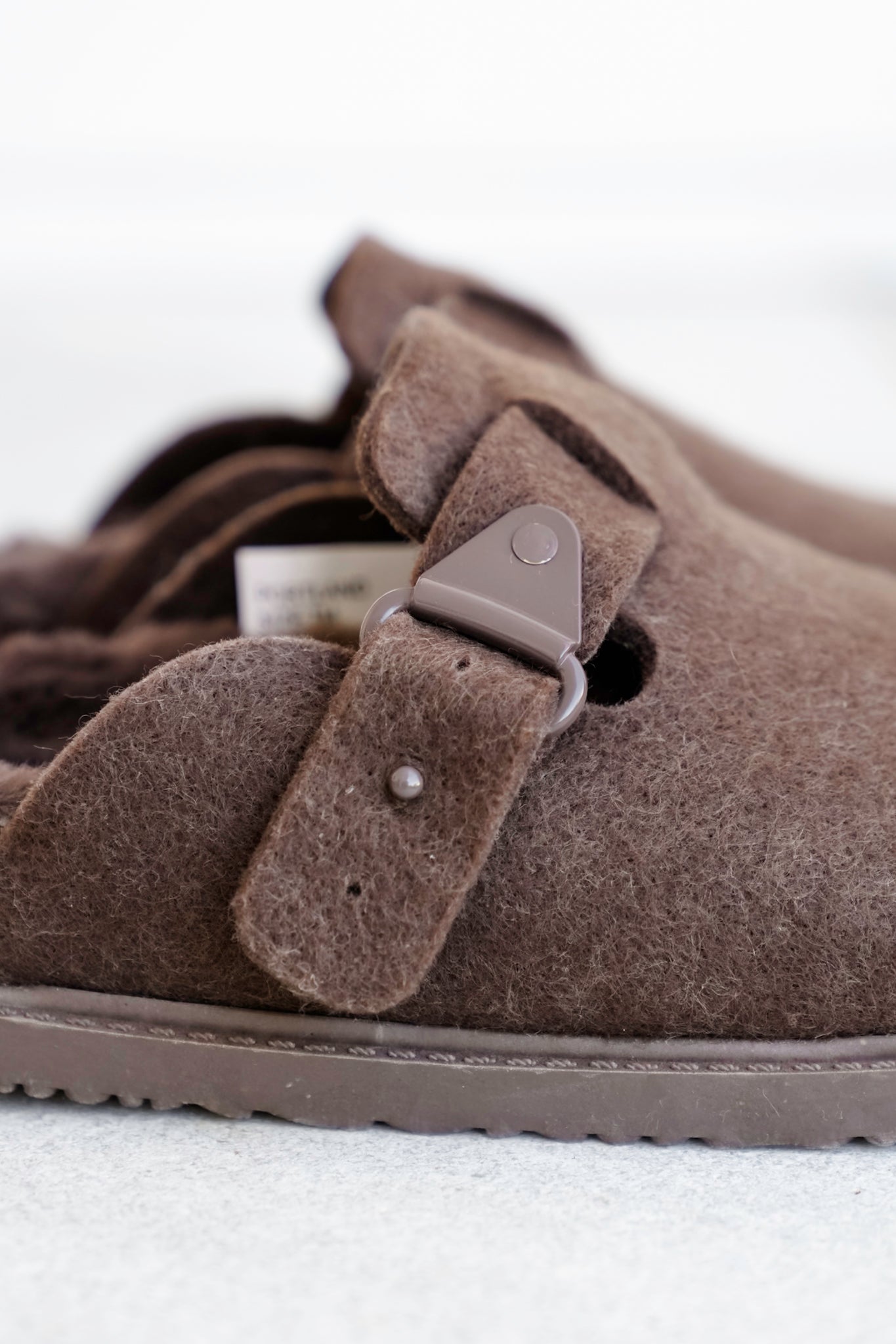 Cozy Felt Slip On Clog with Adjustable Strap