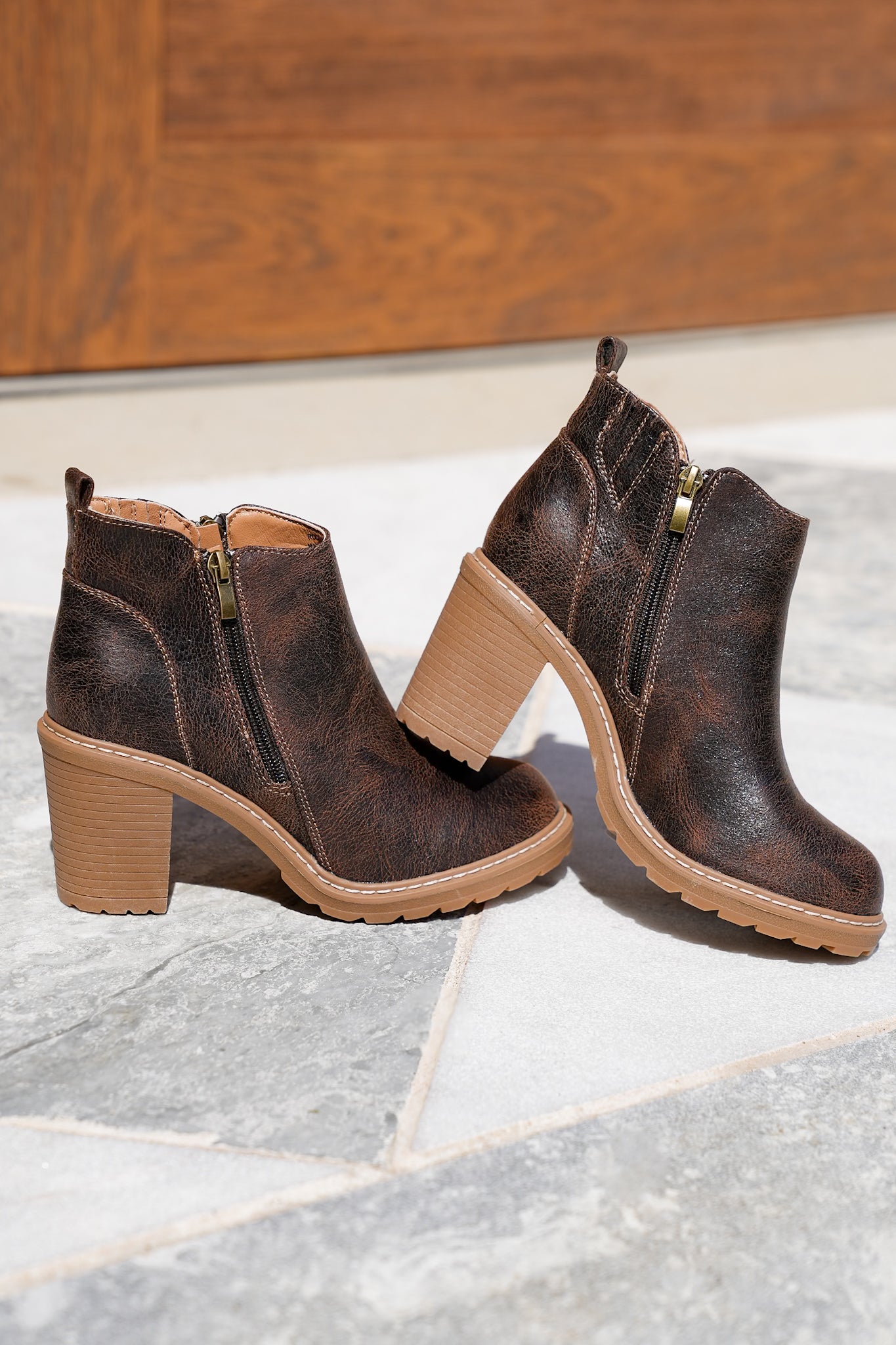 Corky's "Rocky Top" Block Heel Ankle Bootie with Side Zip