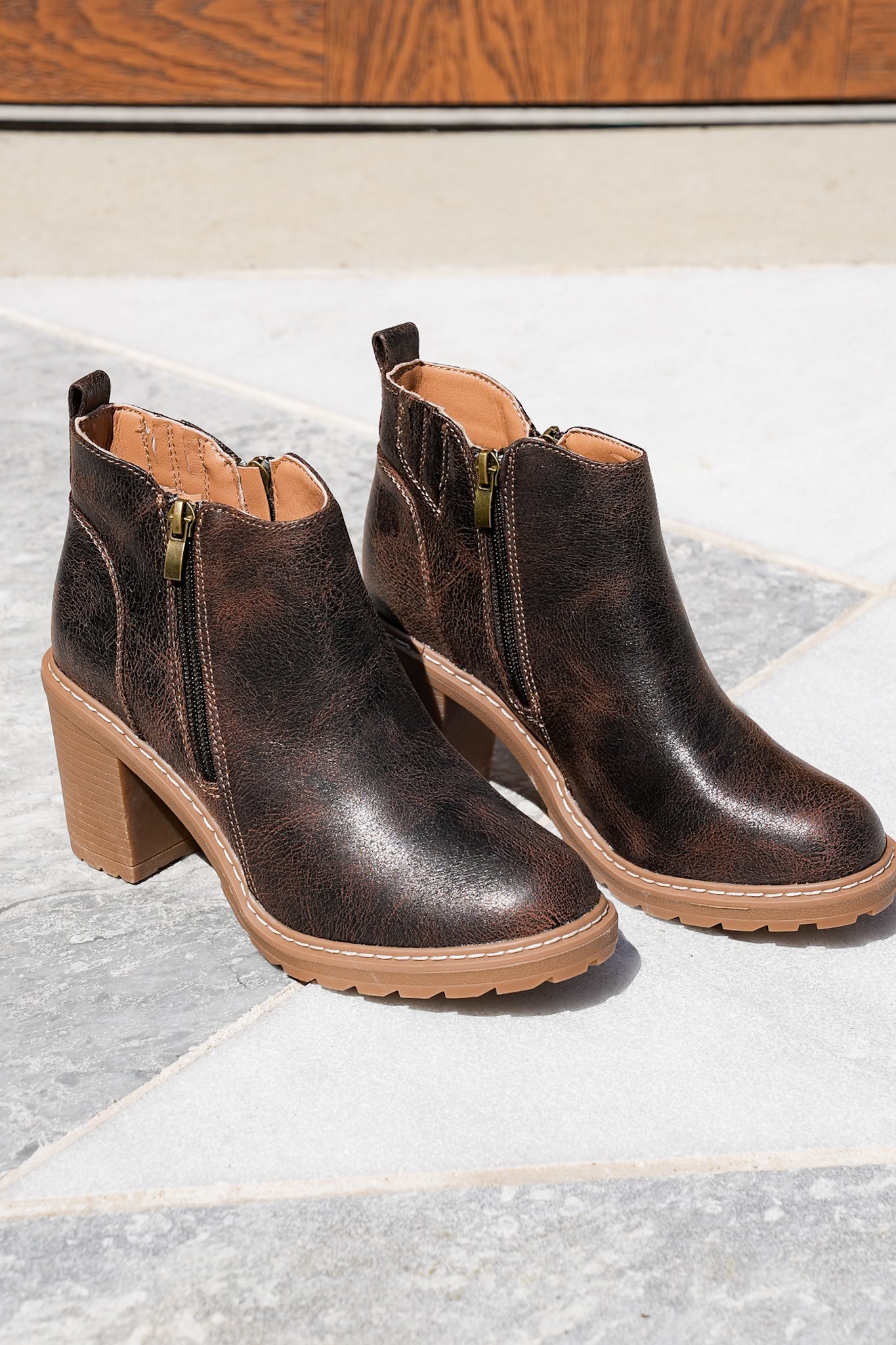 Corky's "Rocky Top" Block Heel Ankle Bootie with Side Zip