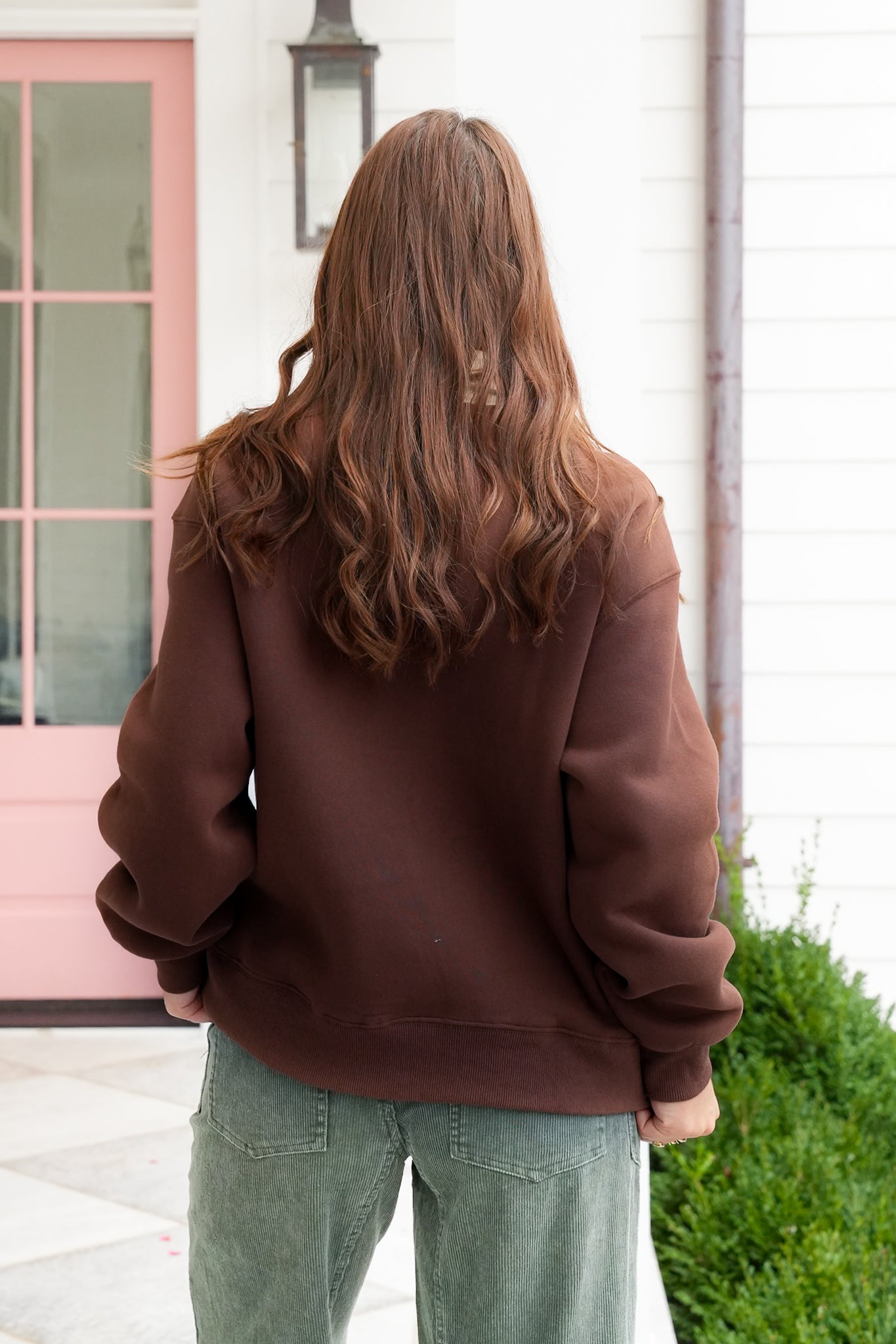 Long Sleeve Embroidered "Thankful" Collared Sweatshirt