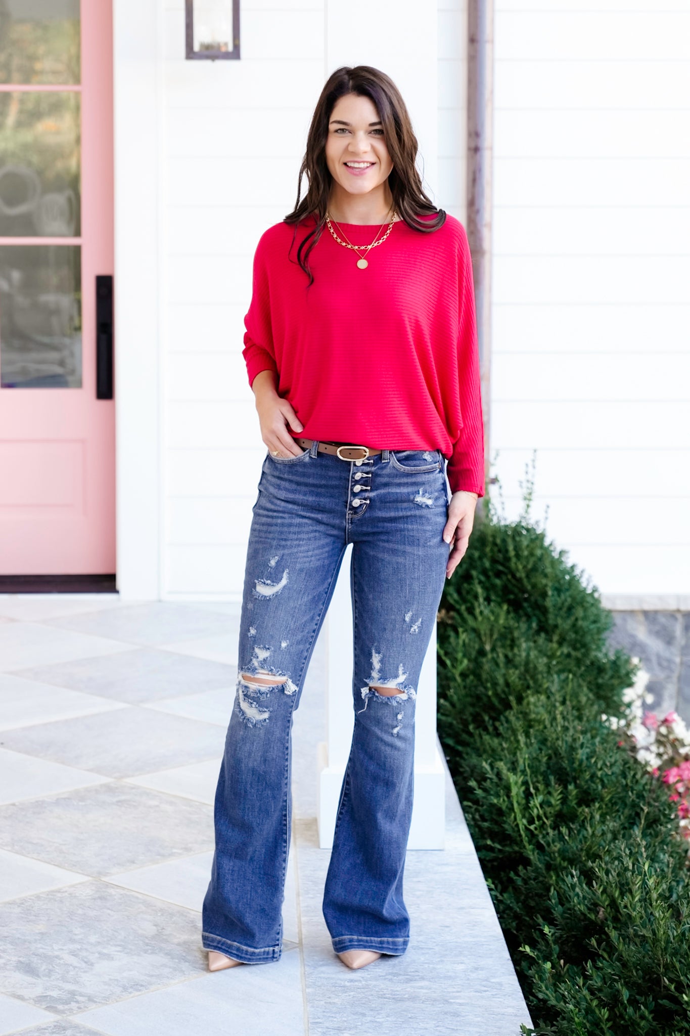 Door Buster! Zenana Ribbed Batwing Long Sleeve Boat Neck Sweater