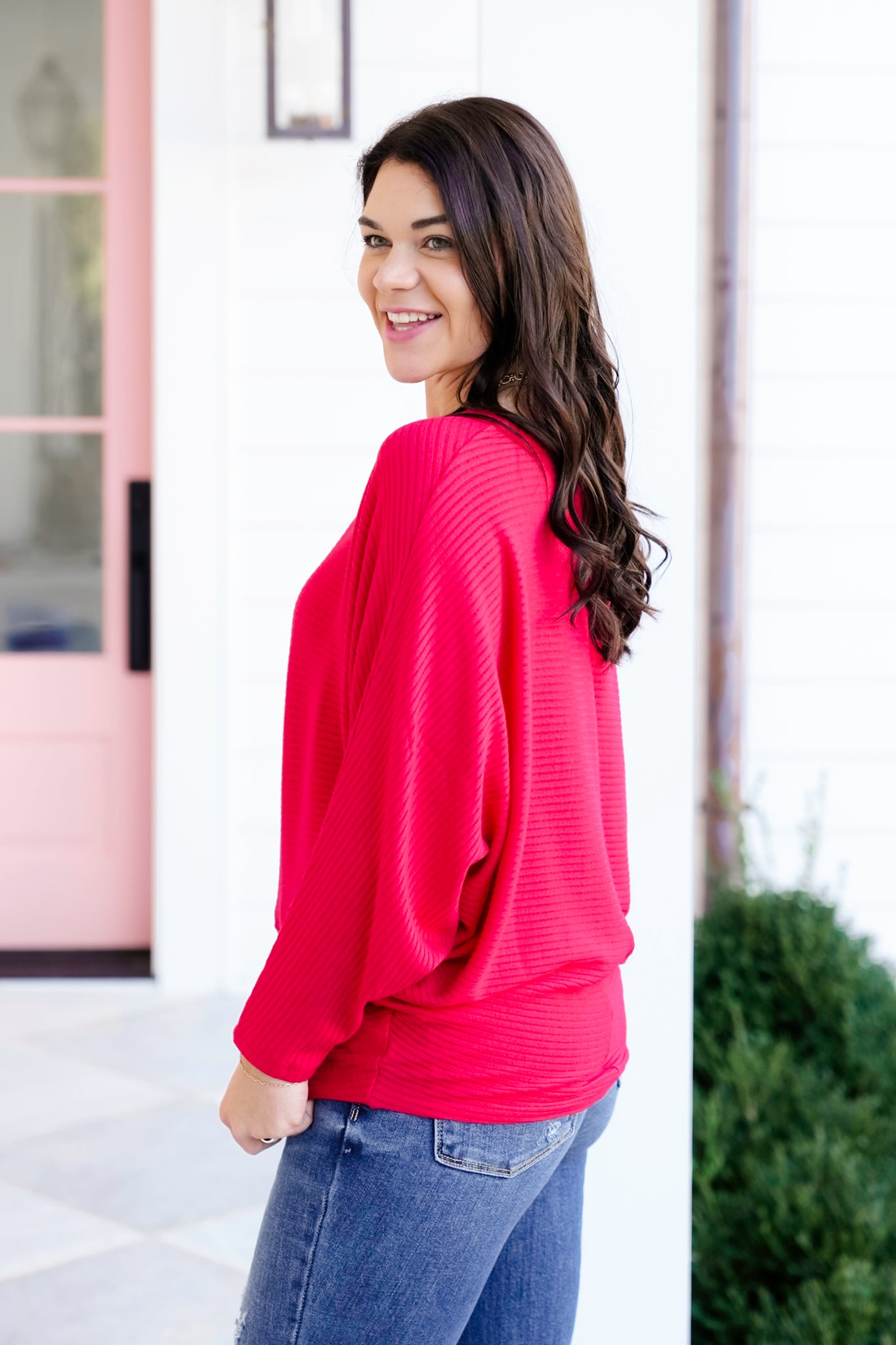 Door Buster! Zenana Ribbed Batwing Long Sleeve Boat Neck Sweater