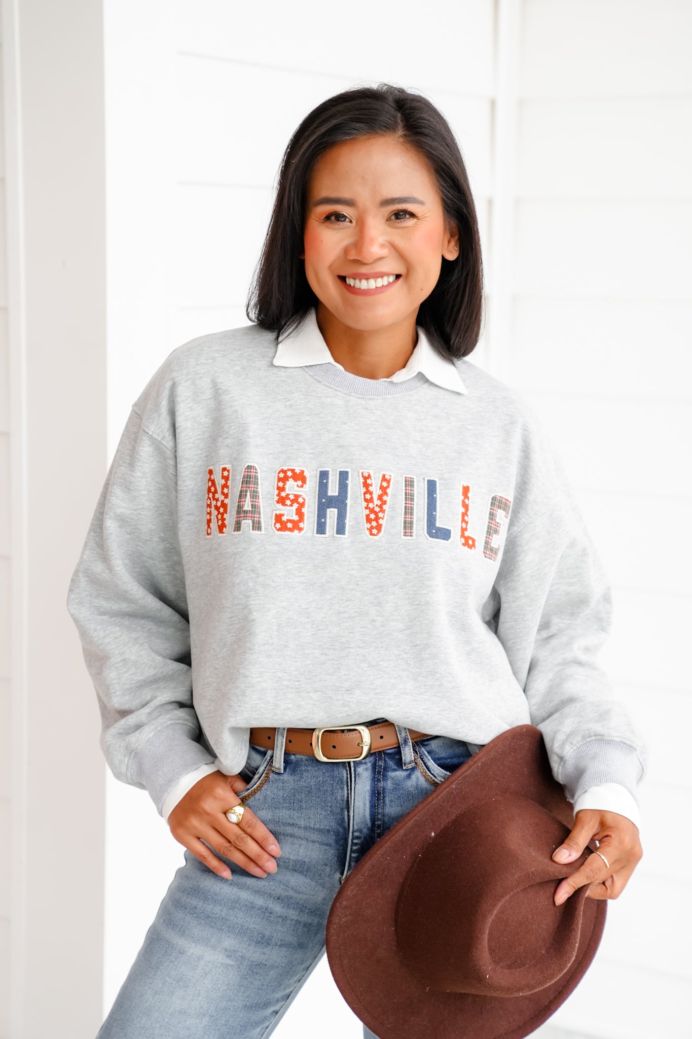 Long Sleeve "Nashville" Crew Neck Pullover Top