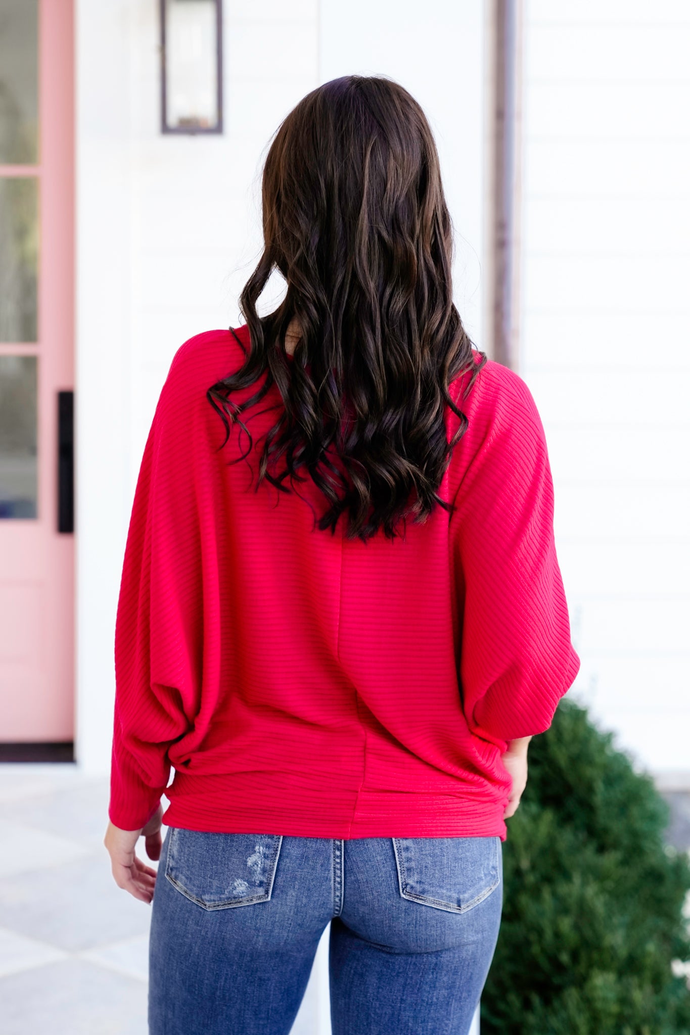 Door Buster! Zenana Ribbed Batwing Long Sleeve Boat Neck Sweater
