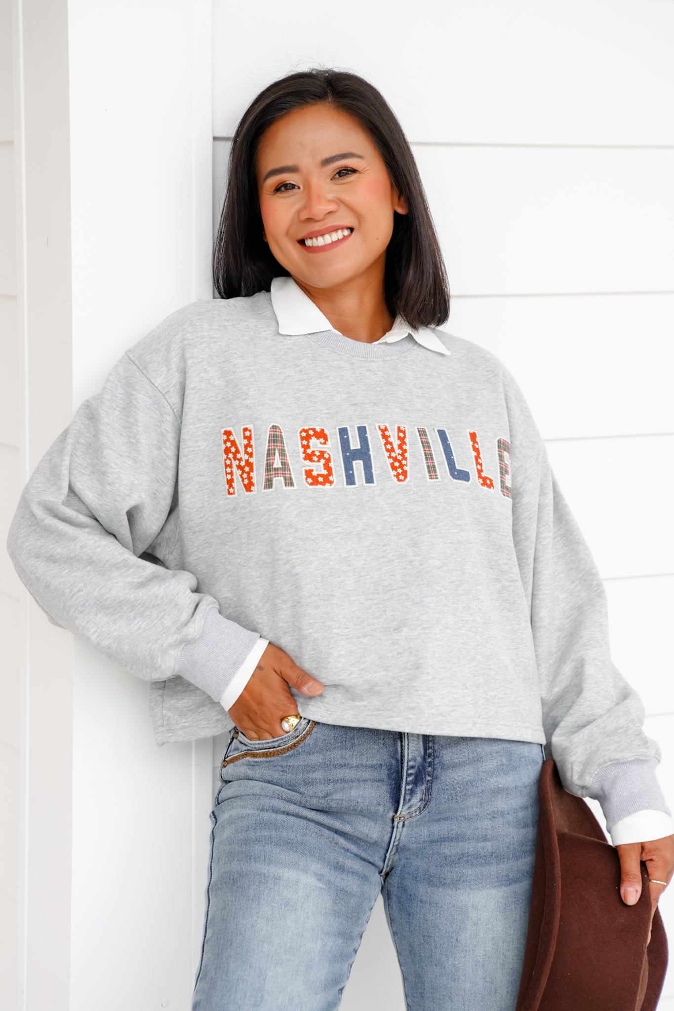 Long Sleeve "Nashville" Crew Neck Pullover Top