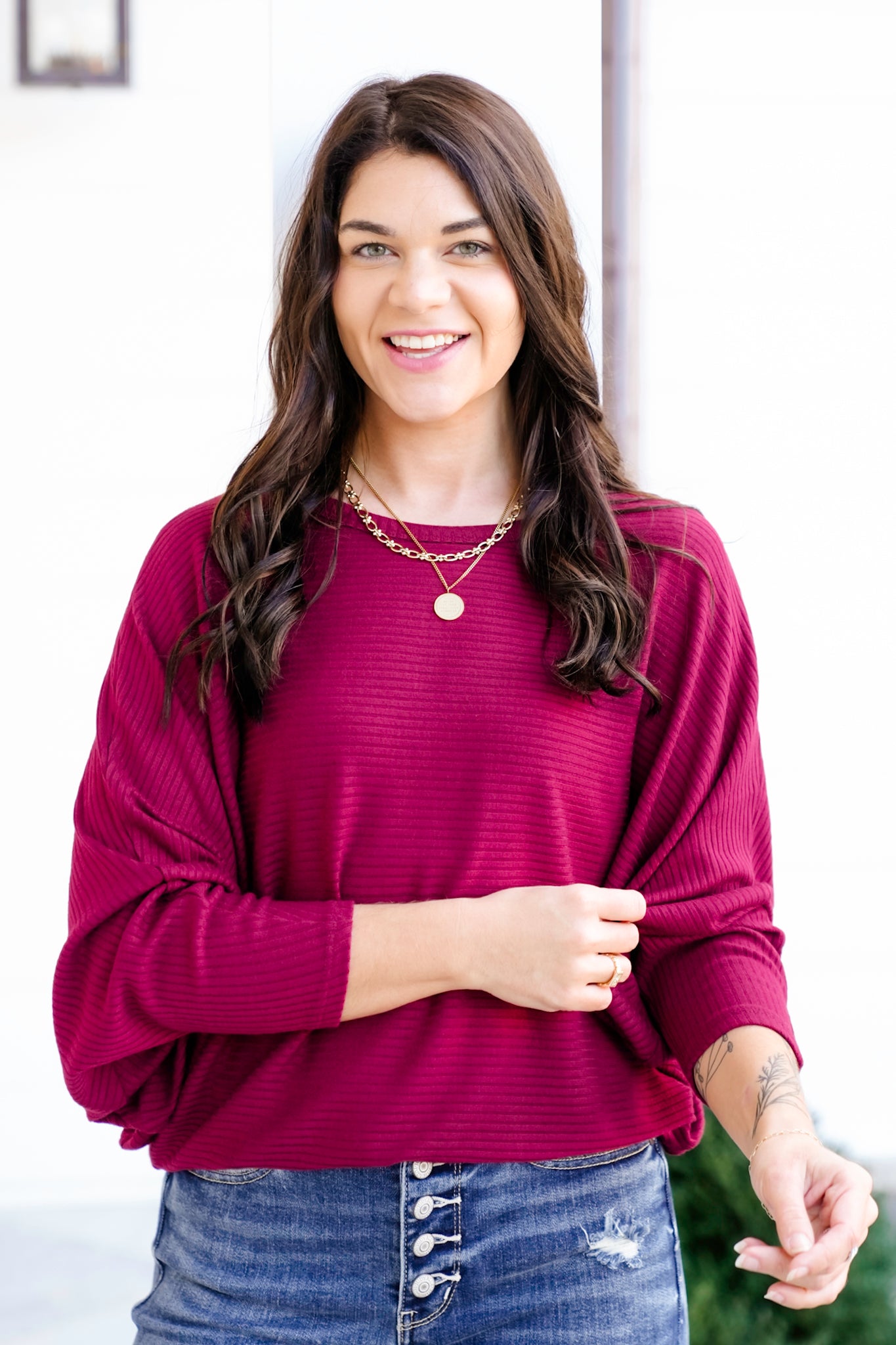 Door Buster! Zenana Ribbed Batwing Long Sleeve Boat Neck Sweater