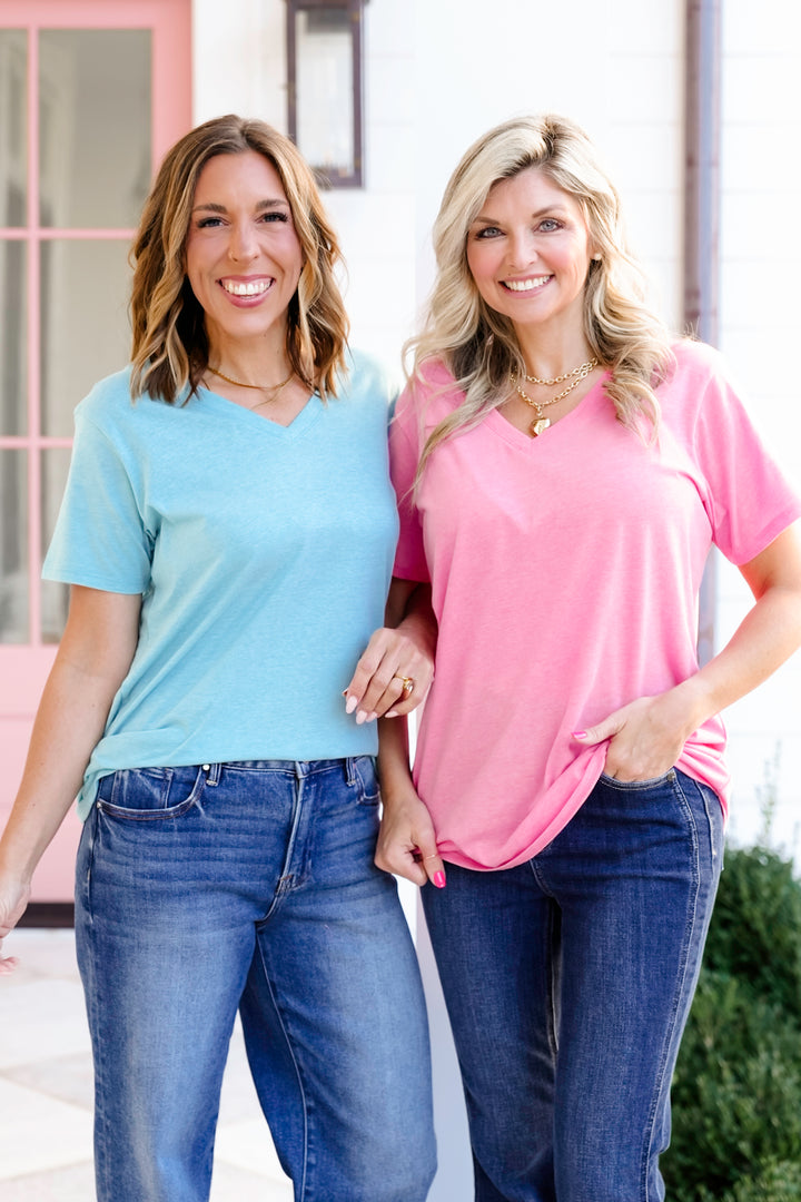 Door Buster! Plus/Reg Zenana Cotton Short Sleeve V Neck Tee