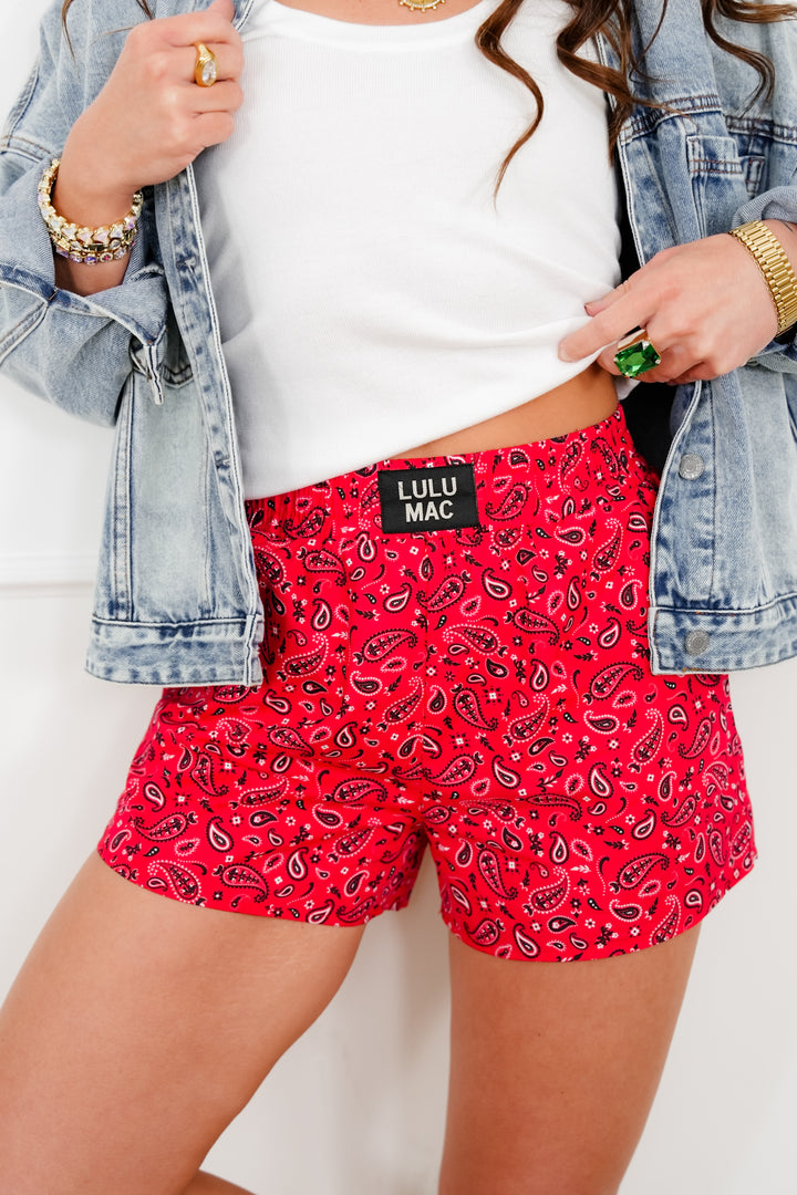 Lulu Mac Paisley Print Elastic Waist Short with Side Pockets