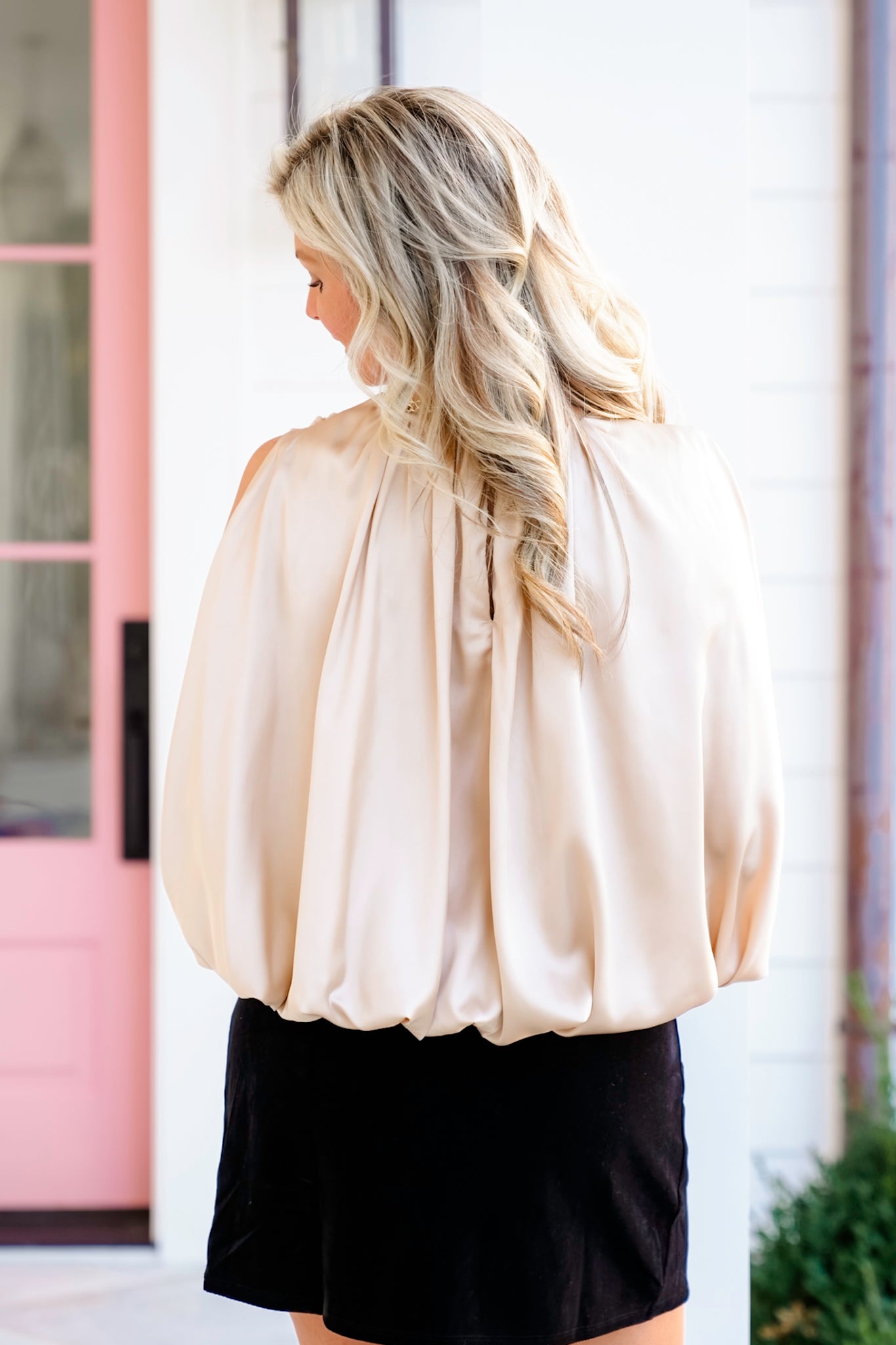 Satin Sleeveless Bubble Hem Blouse