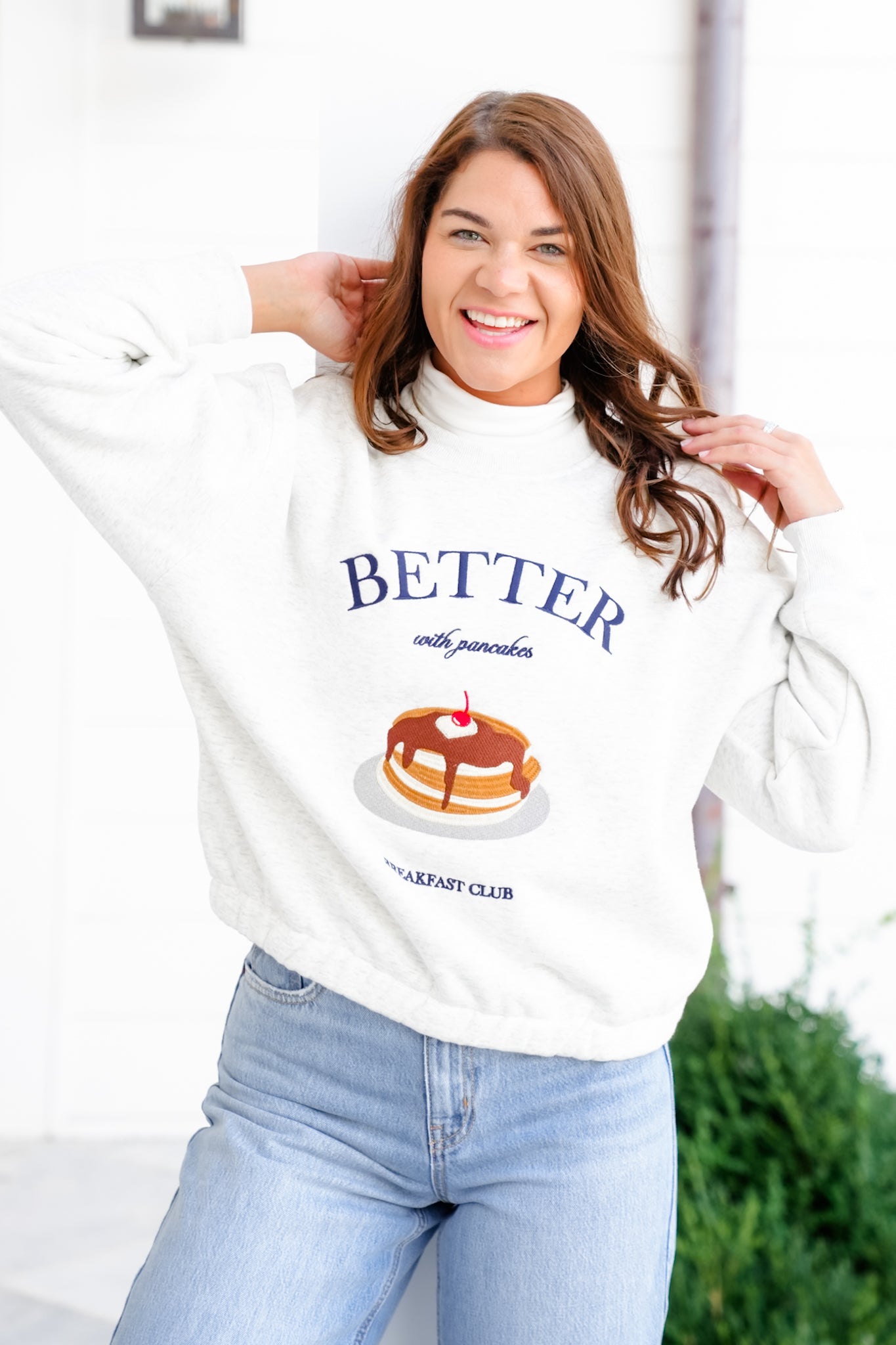 Long Sleeve "Better With Pancakes" Pullover Sweatshirt