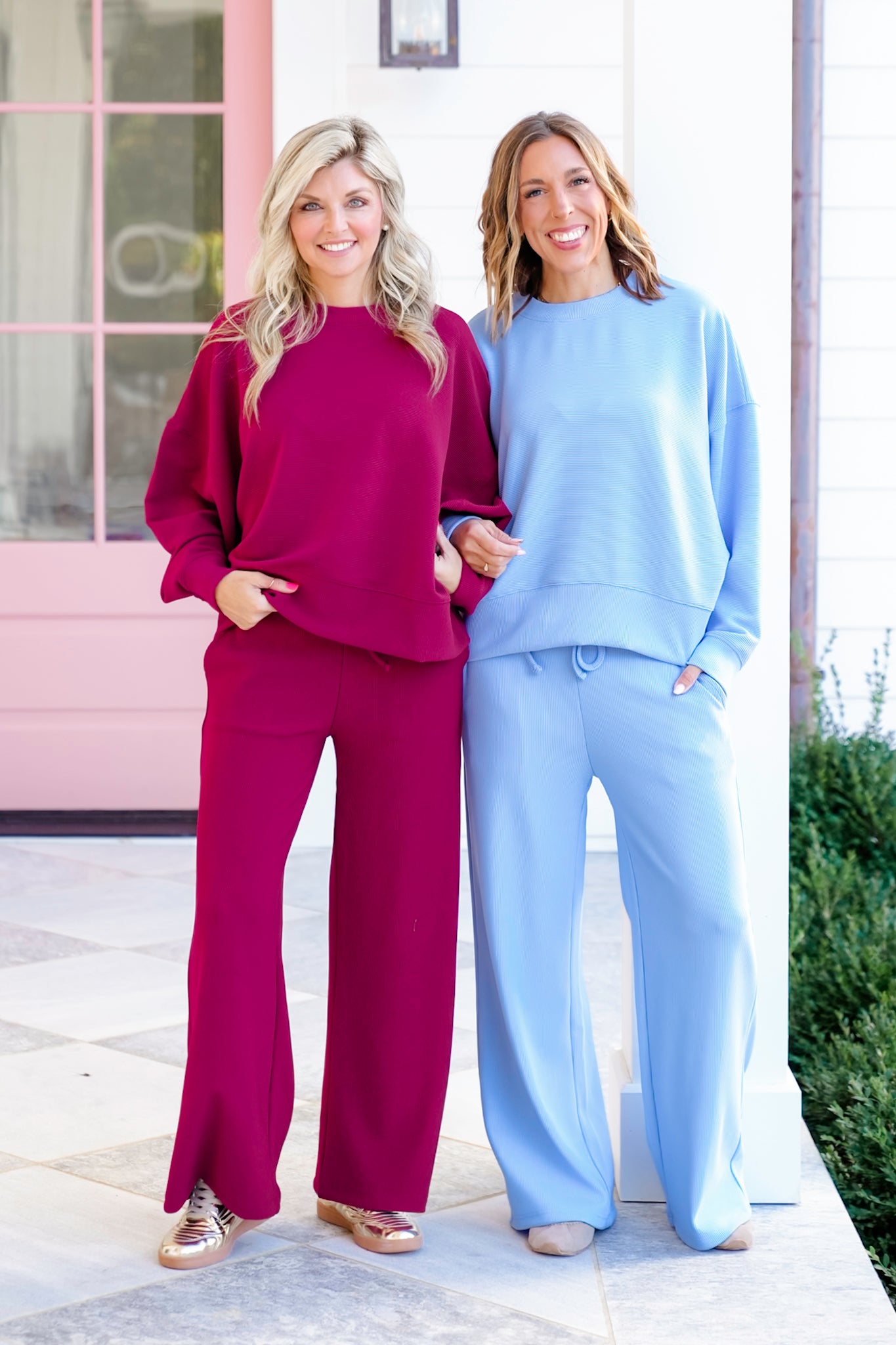Door Buster! Zenana Ribbed Round Neck Pullover & Pants Set