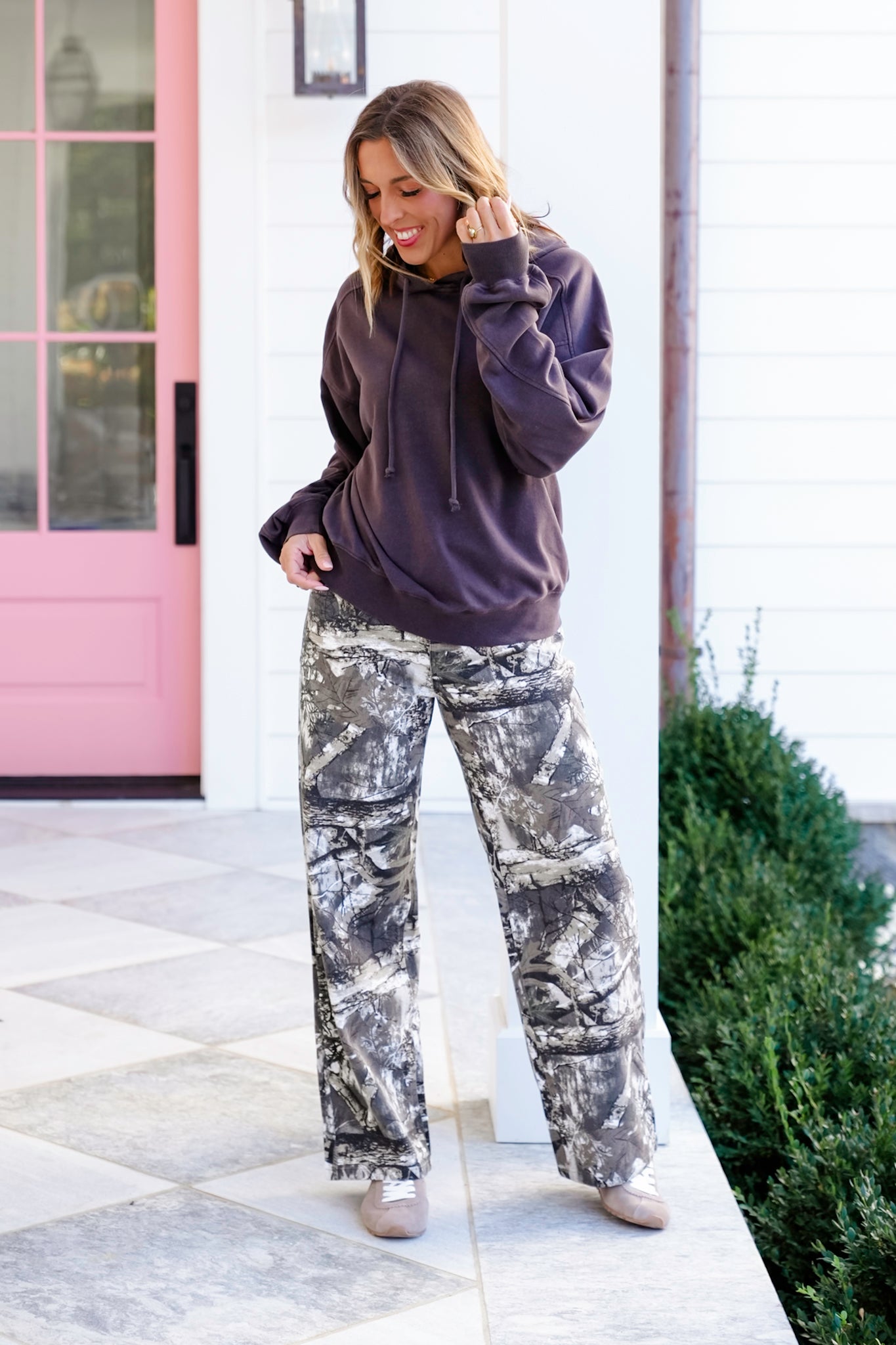 Camo Print Wide Leg Pants