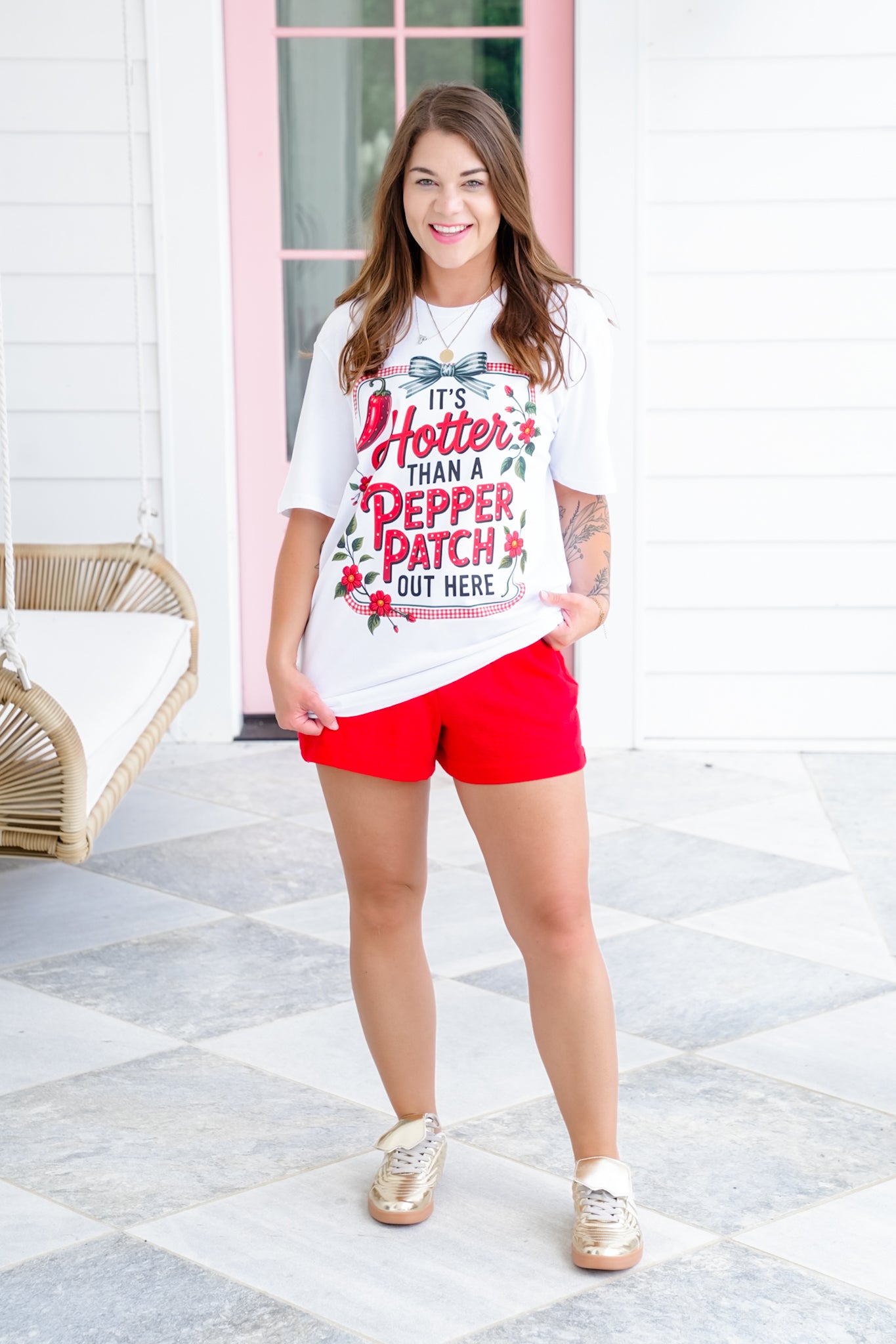Plus/Reg Short Sleeve "It's Hotter Than A Pepper Patch Out Here" Graphic Tee