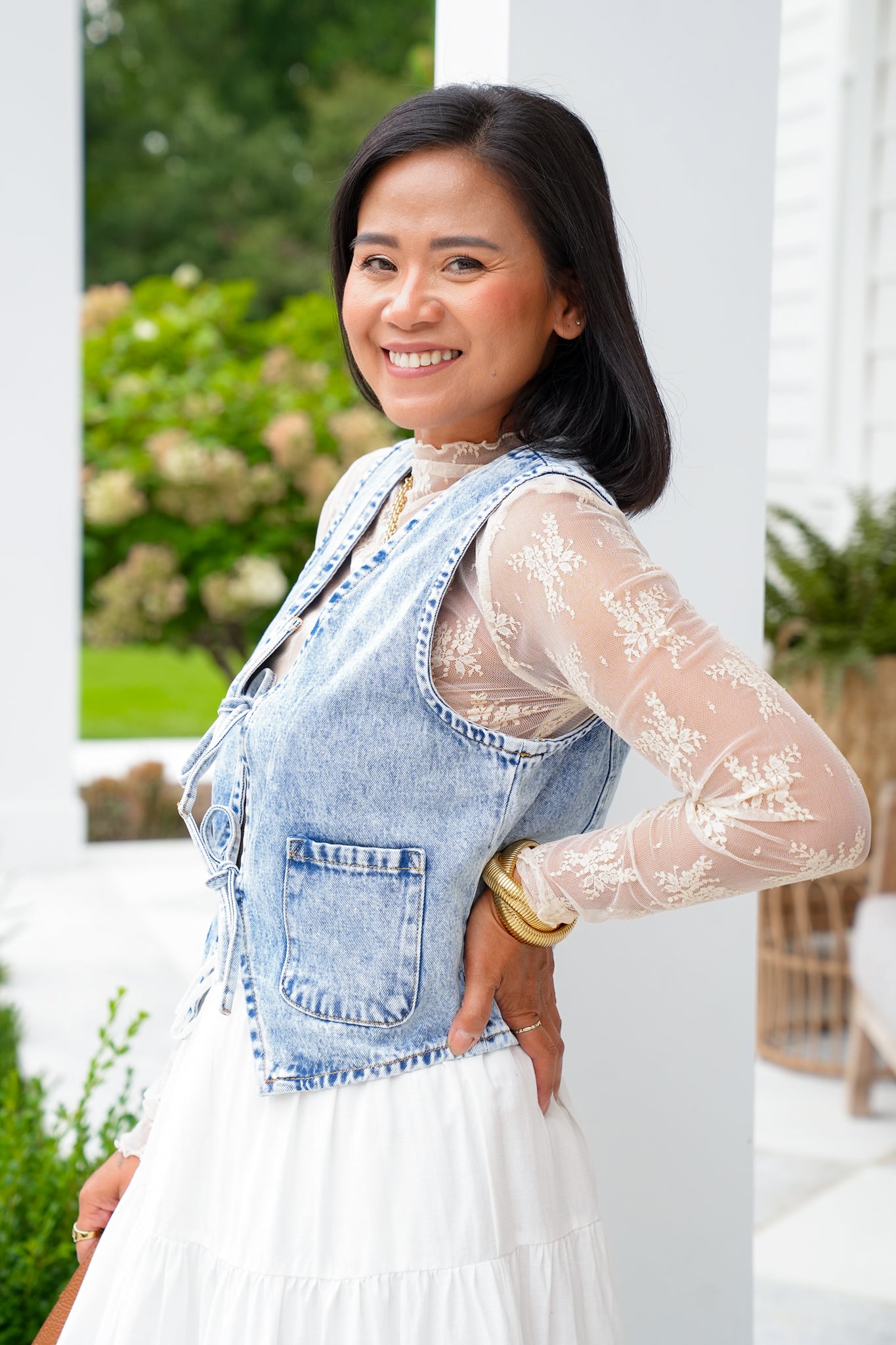 Acid Wash Tie Front Vest