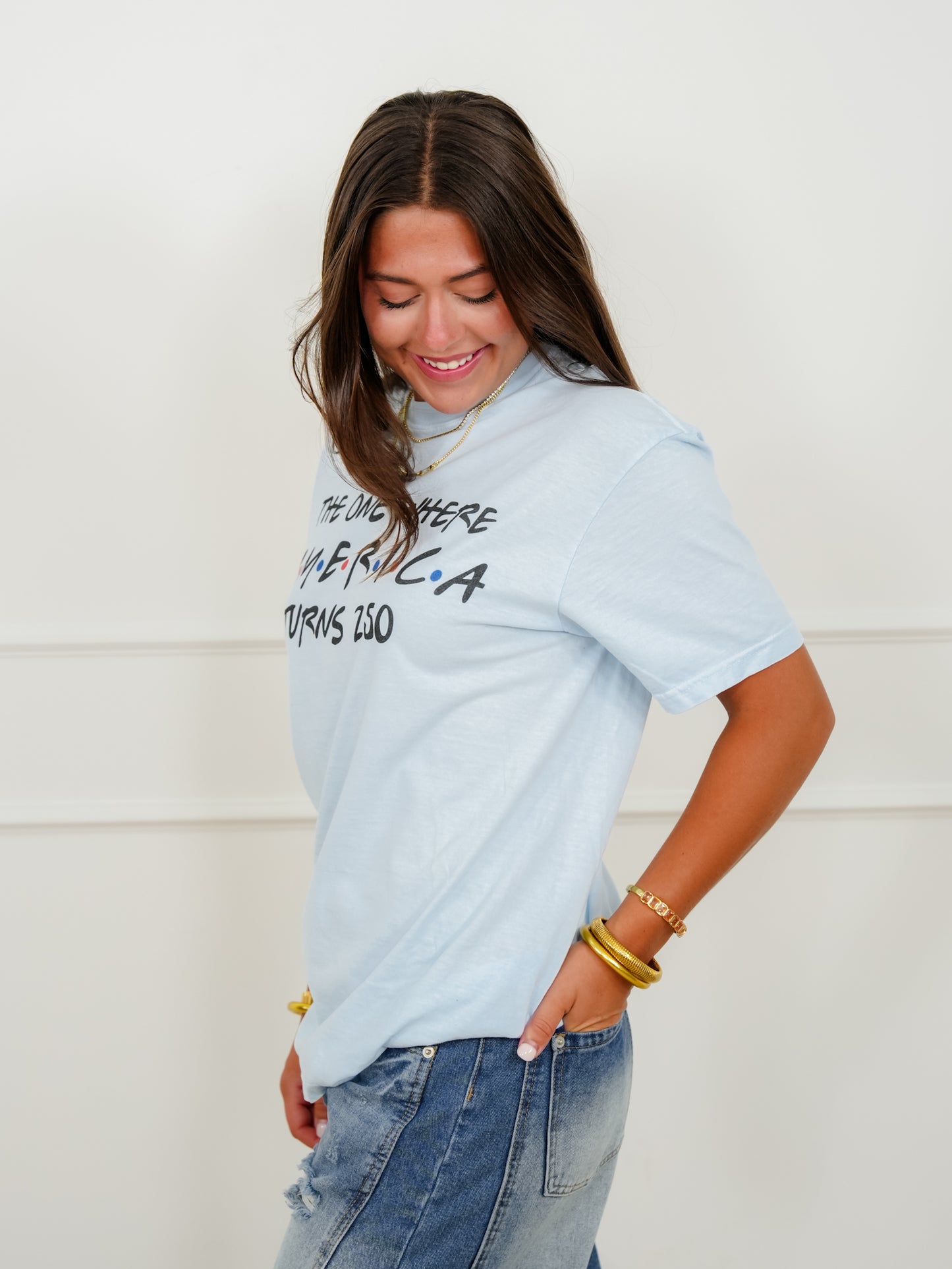 Plus/Reg Short Sleeve Friends "America Turns 250" Graphic Tee