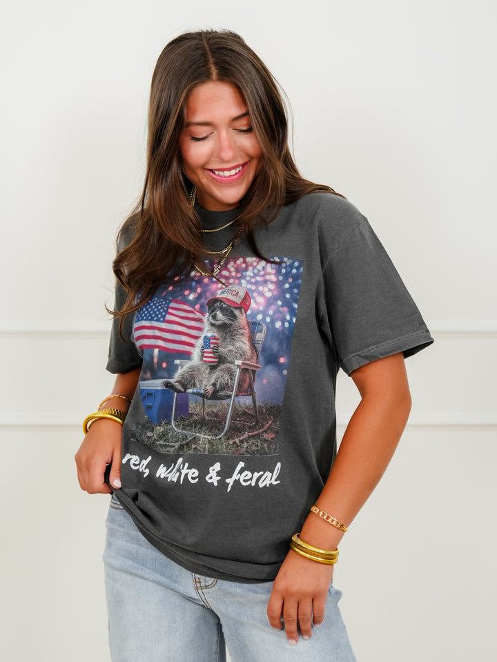 Plus/Reg Short Sleeve "Red, White & Feral" Graphic Tee