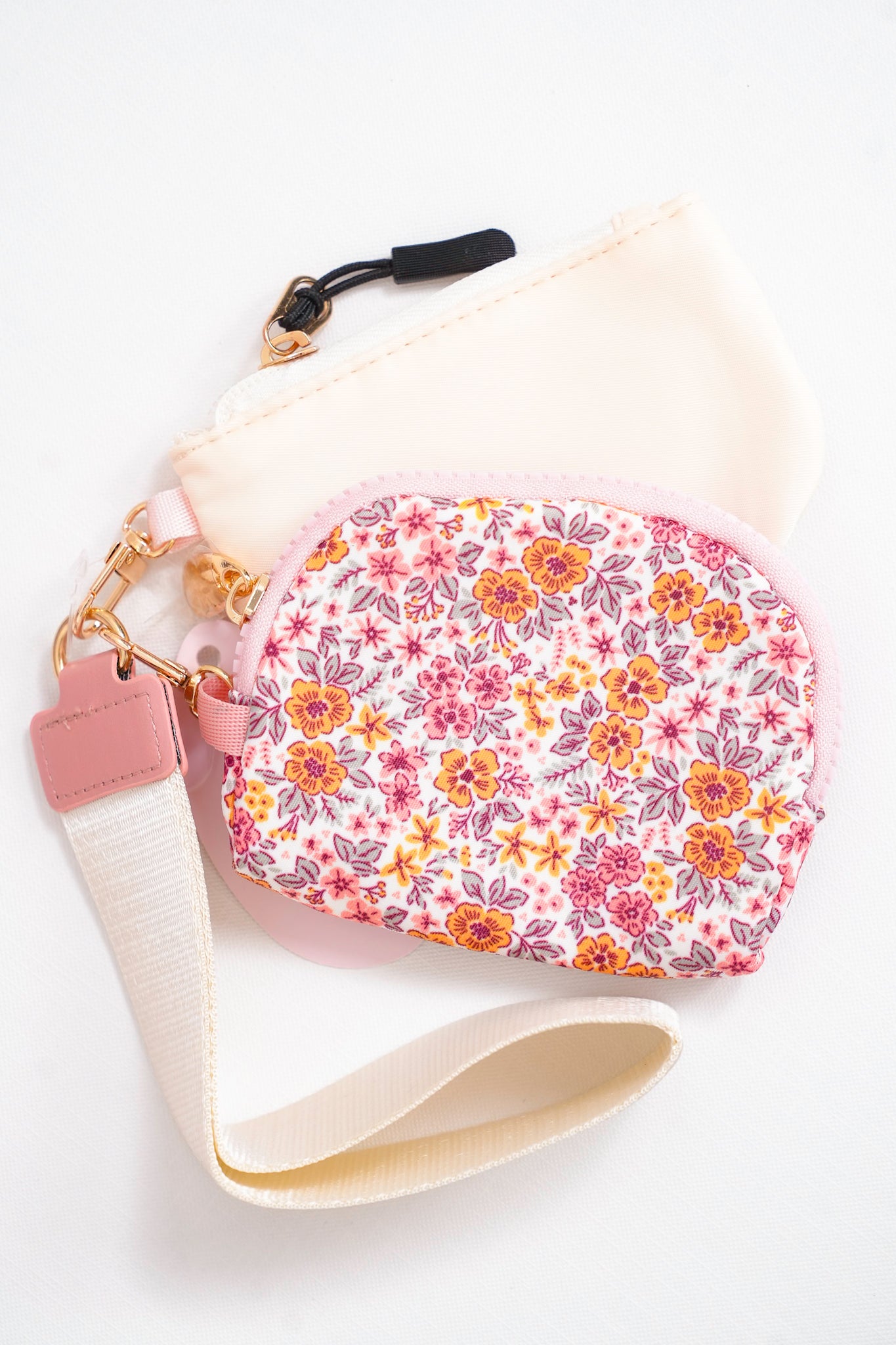 Two Pouch Floral Wristlet