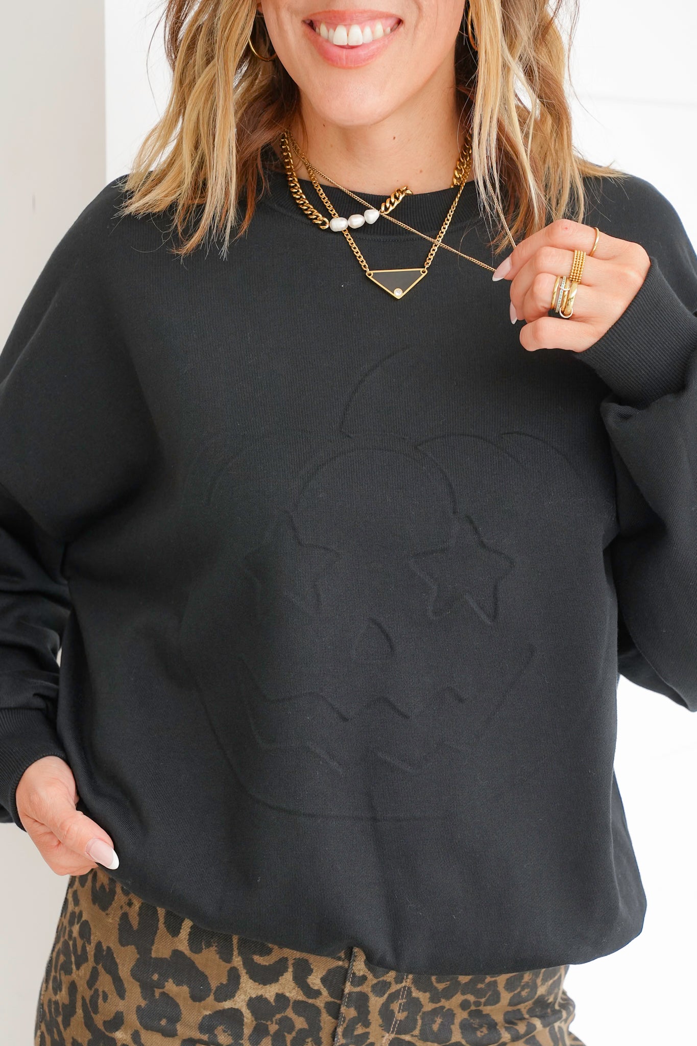 Plus/Reg Black Long Sleeve Pumpkin Embroidered Graphic Sweatshirt