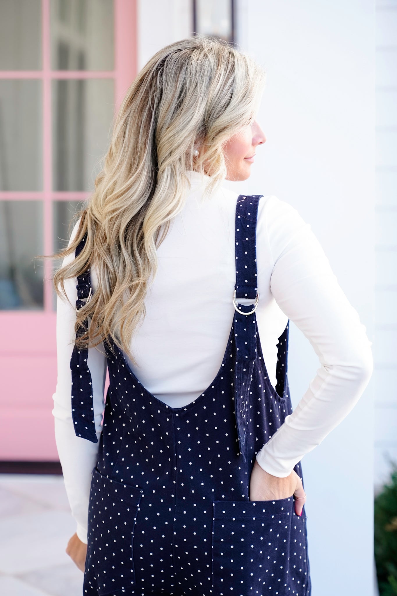 Plus/Reg Polka Dot Deep V-Neck Jumpsuit