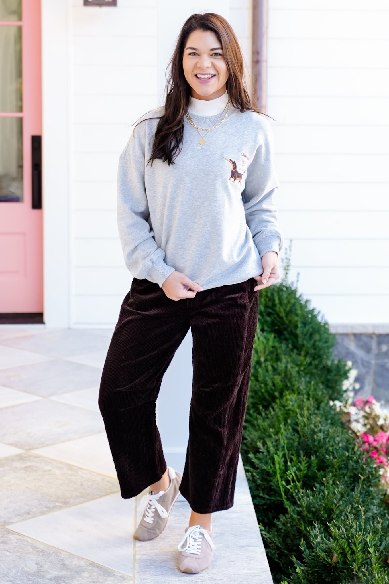Plus/Reg Corduroy High Waist Barrel Leg Pants