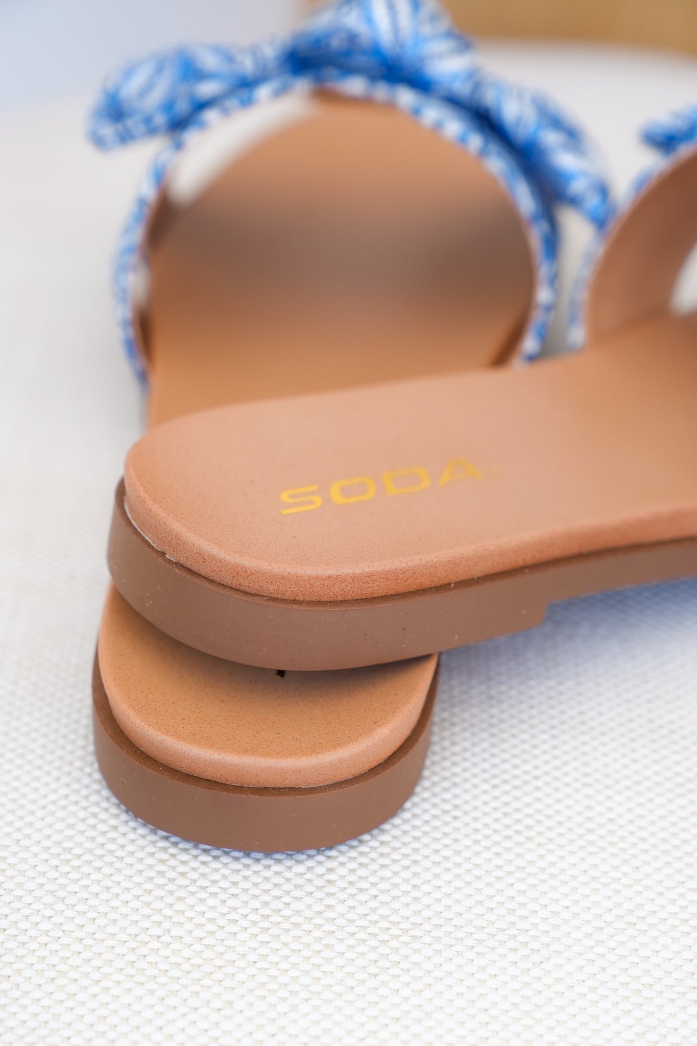 Tile Print Bow Slide Sandal with Crisscross Straps