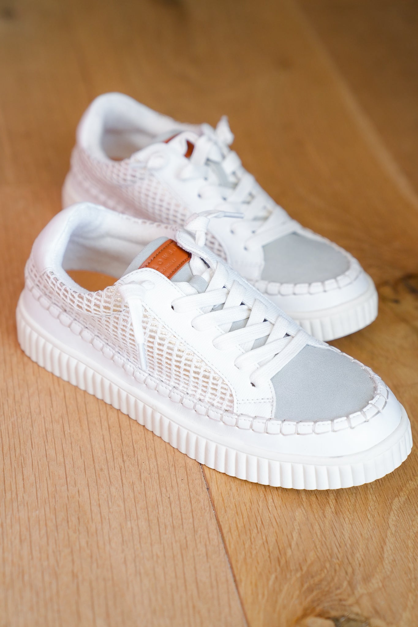 Yellow Box Woven Platform Sneaker with Stitched Detailing