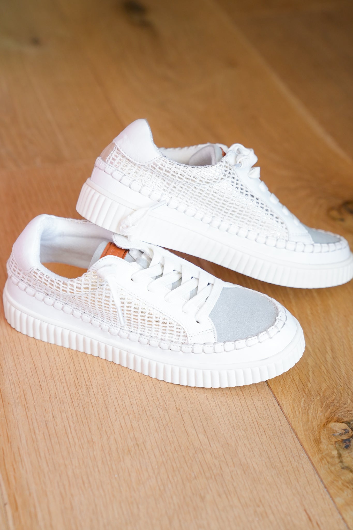 Yellow Box Woven Platform Sneaker with Stitched Detailing