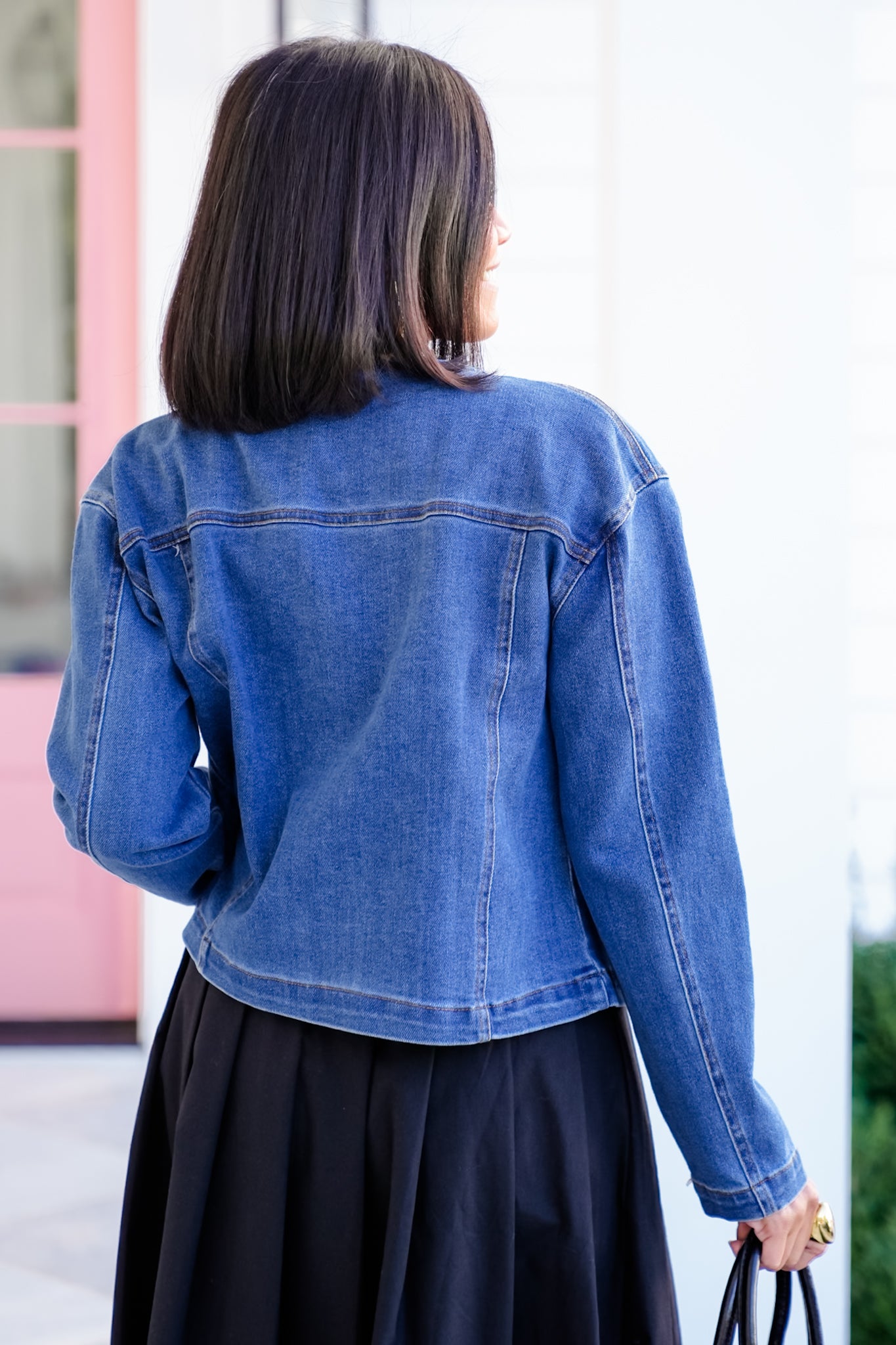 Dark Wash Long Sleeve Button Up Jacket