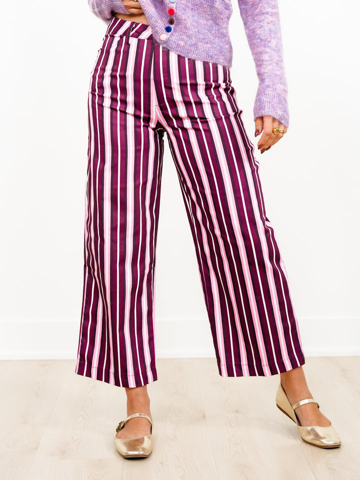 Multi Color Stripe High Waist Wide Leg Pants - Freckled Poppy