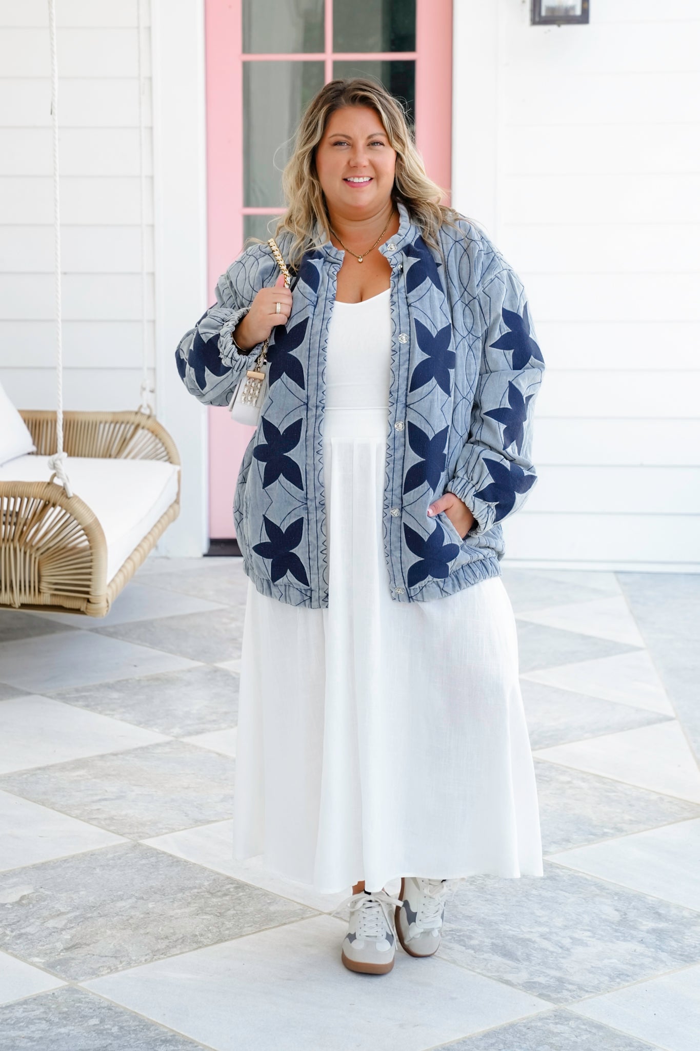 Quilted Long Sleeve Snap Button Down Jacket