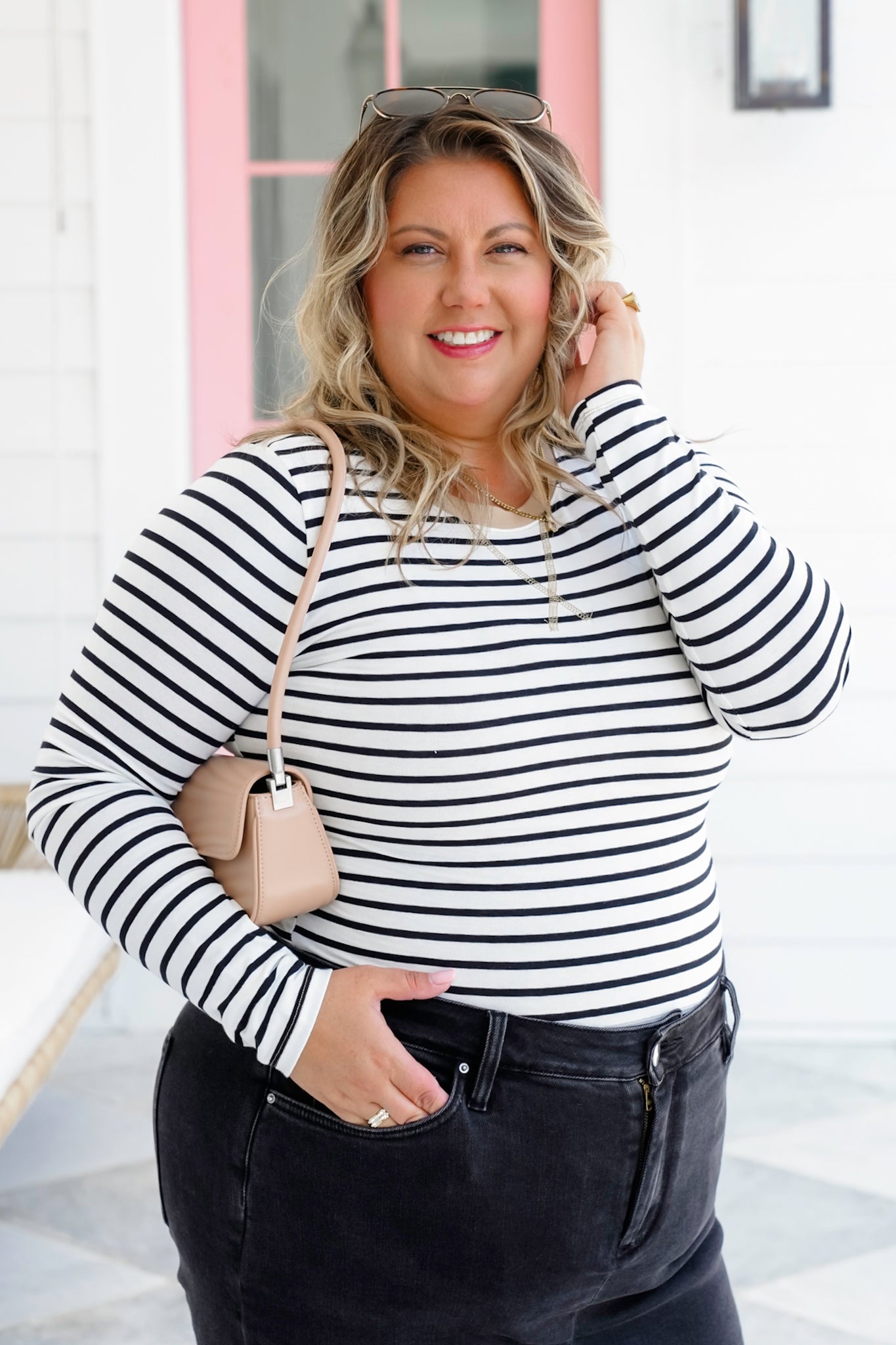 Striped Long Sleeve Round Neck Top
