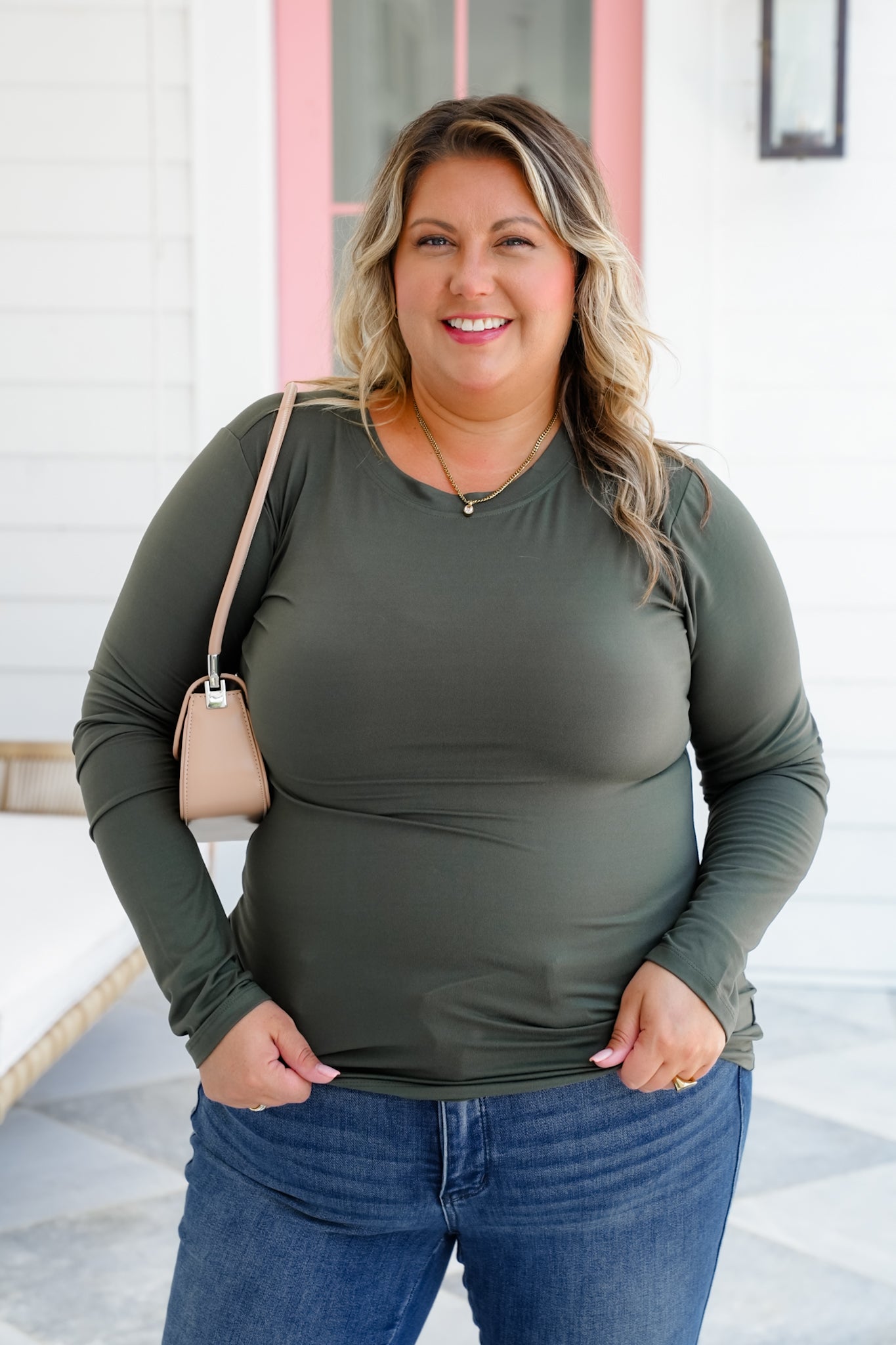 Door Buster! Plus/Reg Zenana Brushed Microfiber Long Sleeve Round Neck Tee