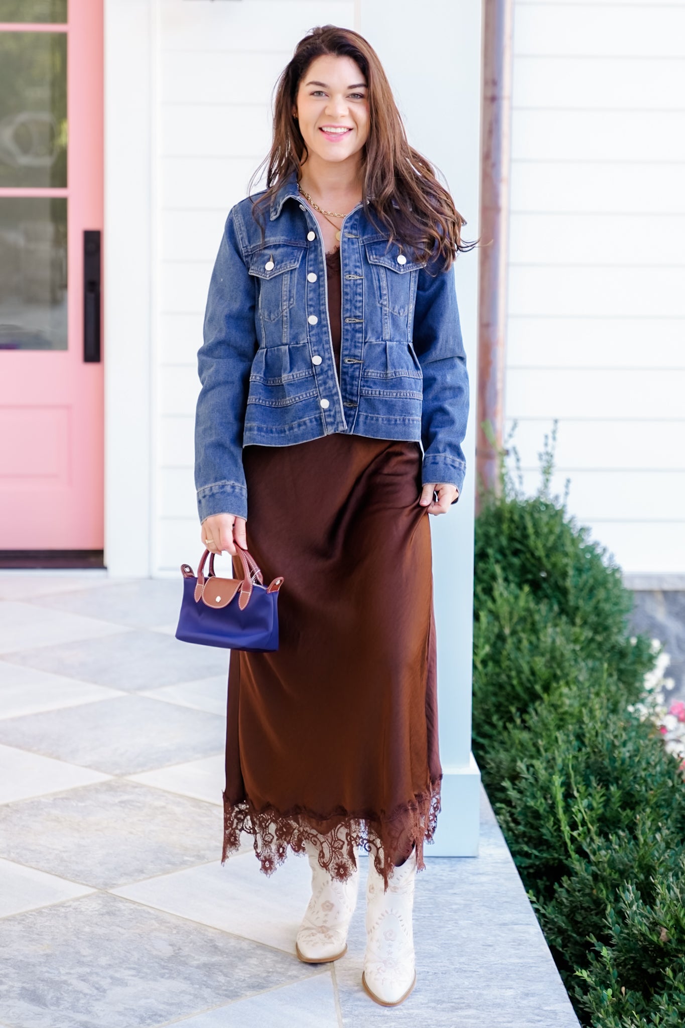 Medium Wash Long Sleeve Peplum Jacket