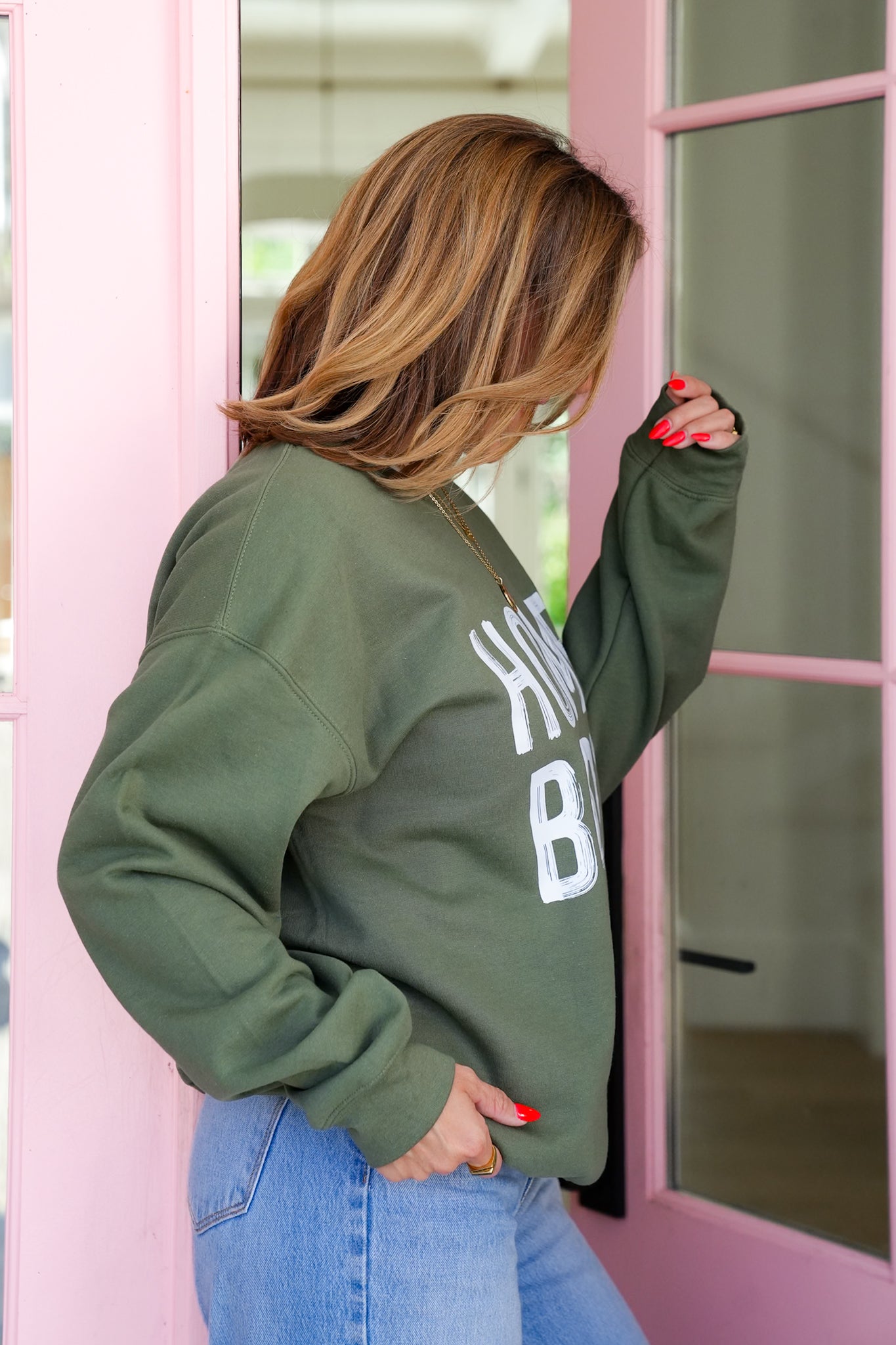 Plus/Reg Long Sleeve "Homebody" Graphic Sweatshirt