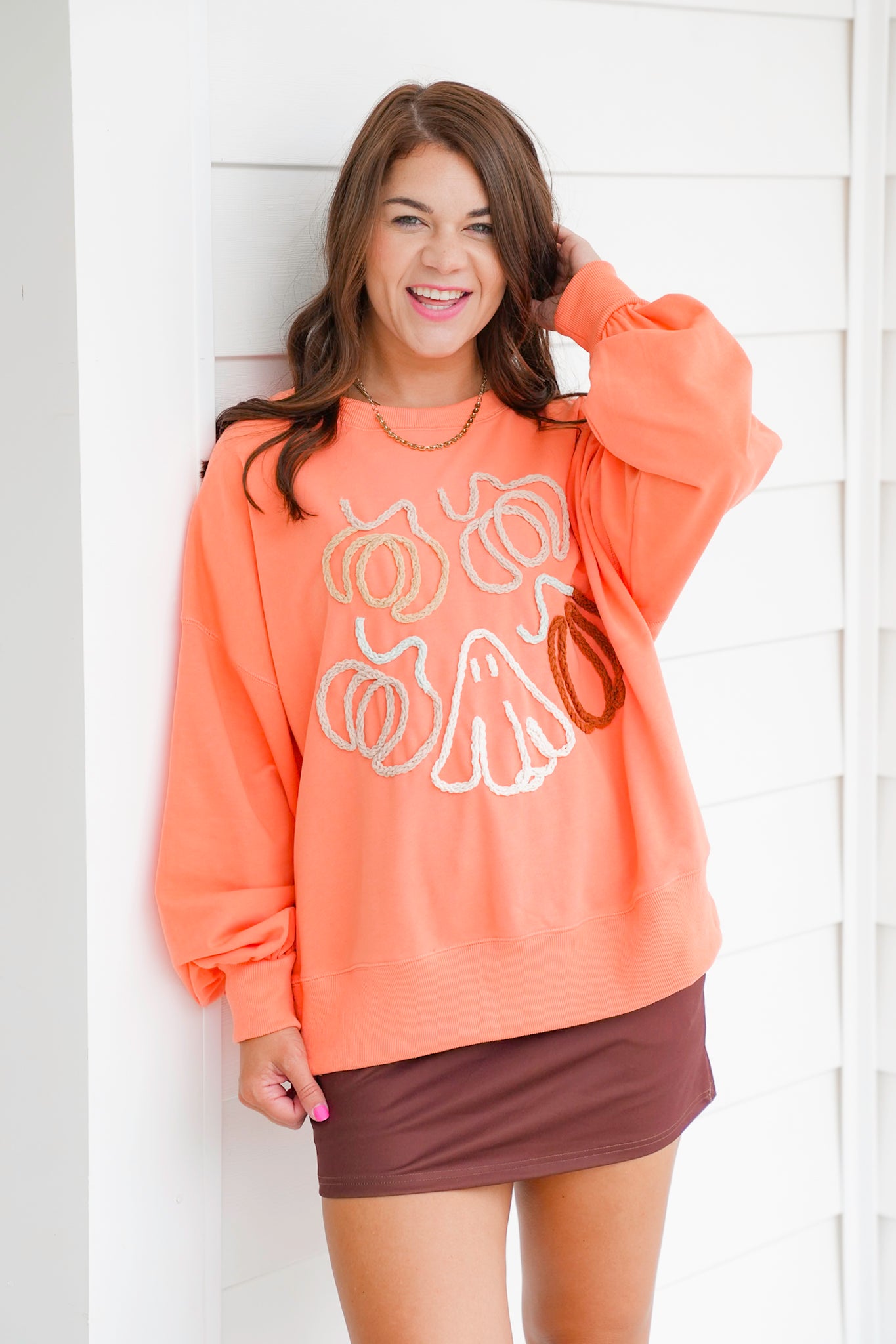 Long Sleeve Halloween Yarn Contour Sweatshirt