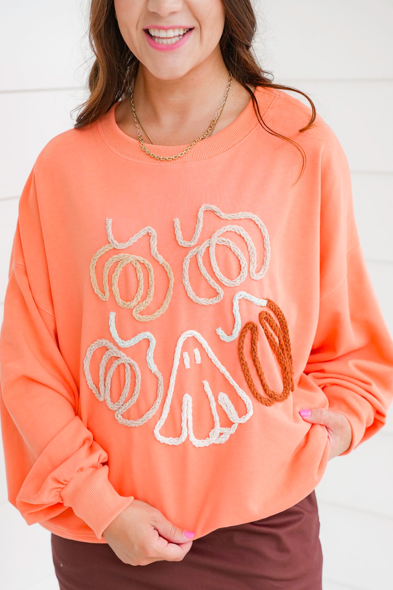 Long Sleeve Halloween Yarn Contour Sweatshirt