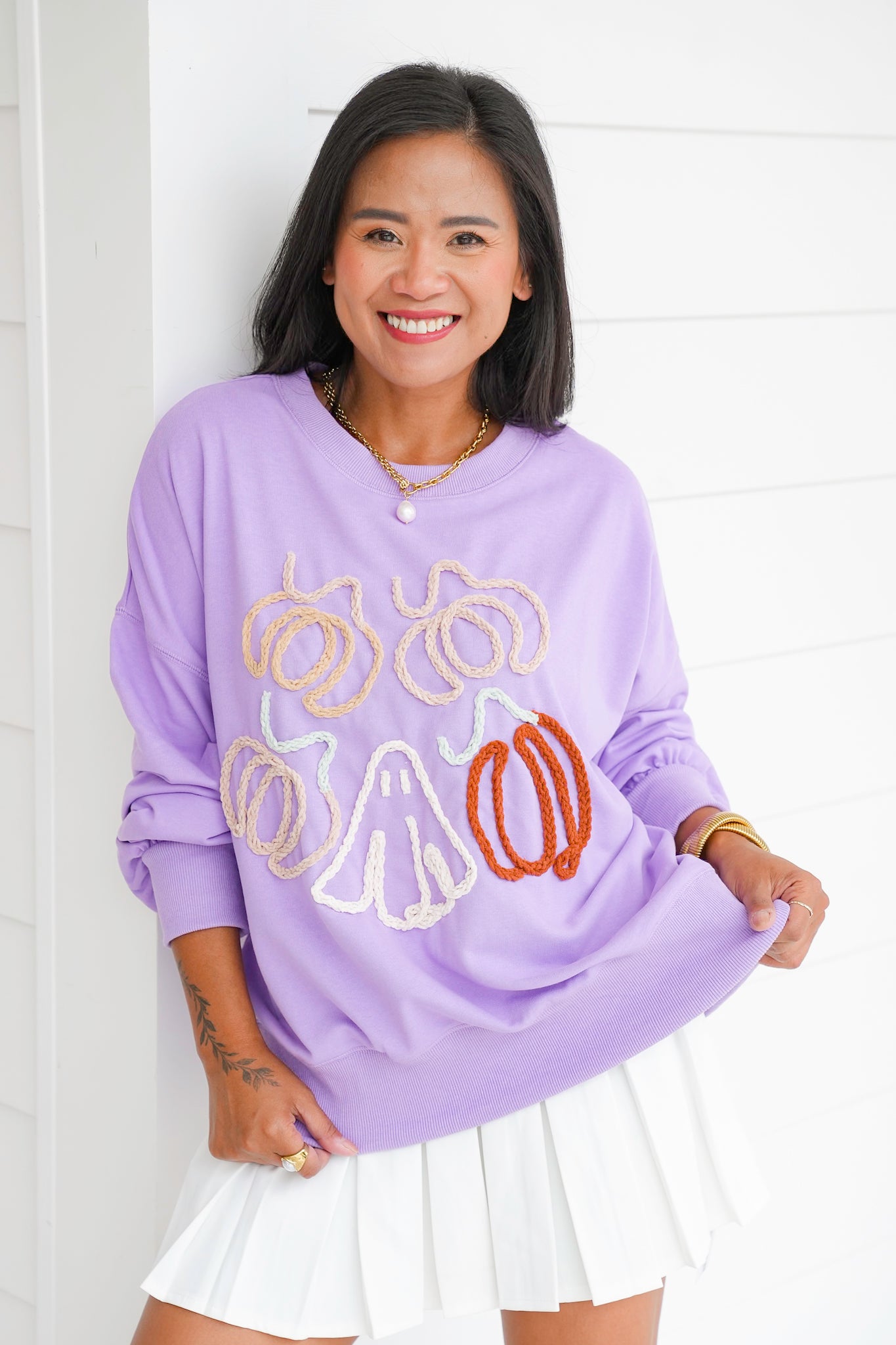 Long Sleeve Halloween Yarn Contour Sweatshirt