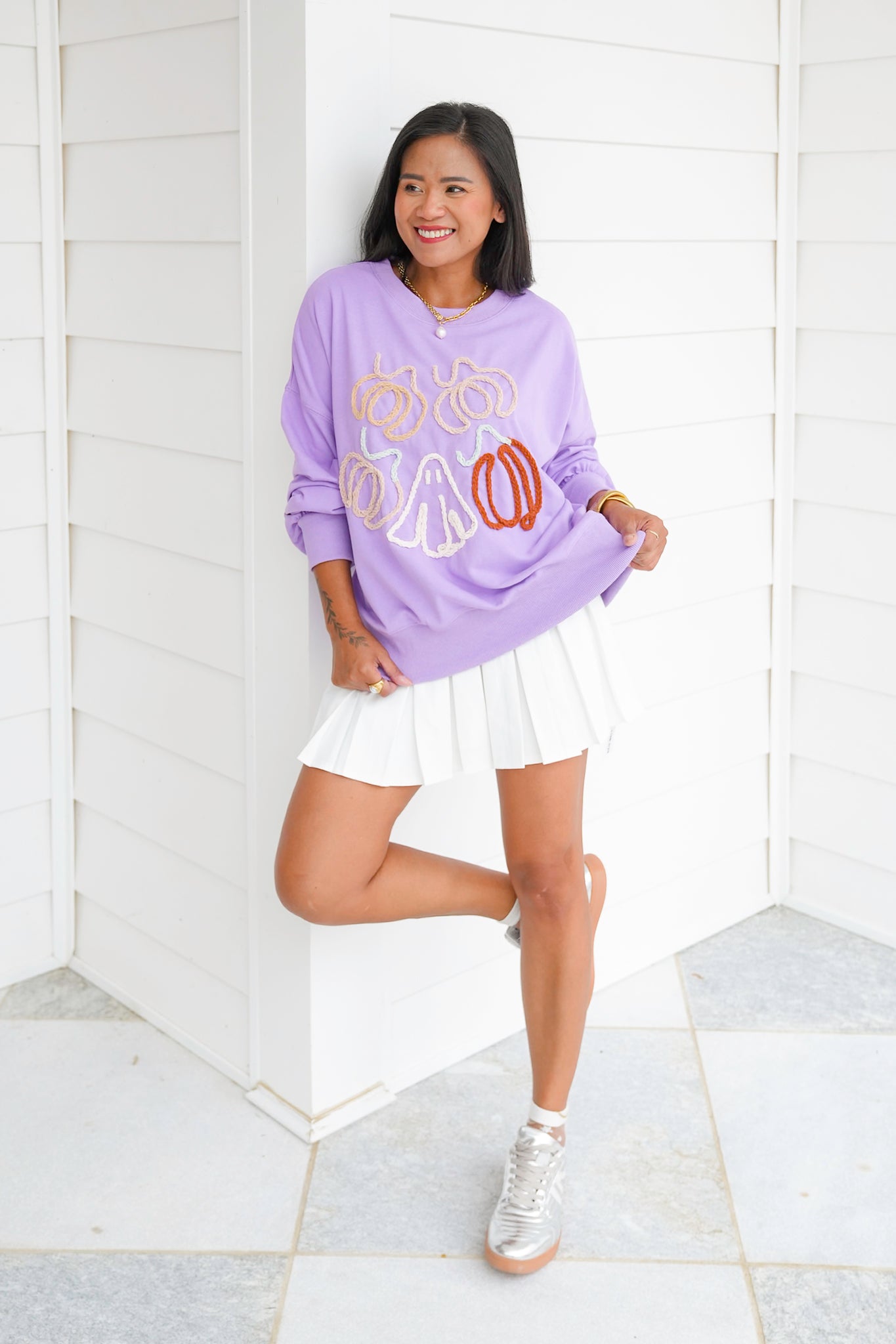 Long Sleeve Halloween Yarn Contour Sweatshirt
