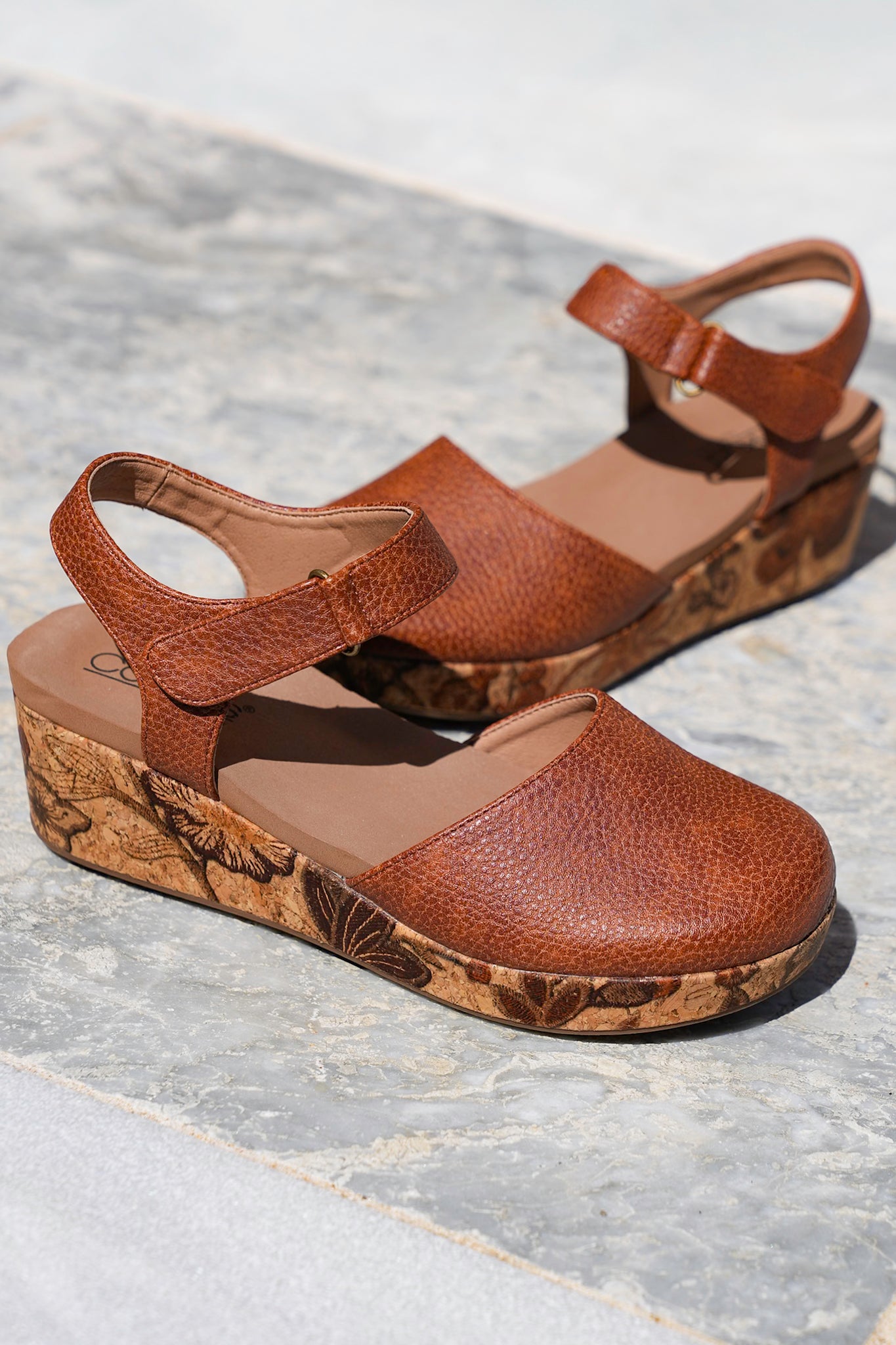 Corky's "All In" Floral Cork Heel Wedge Sandals