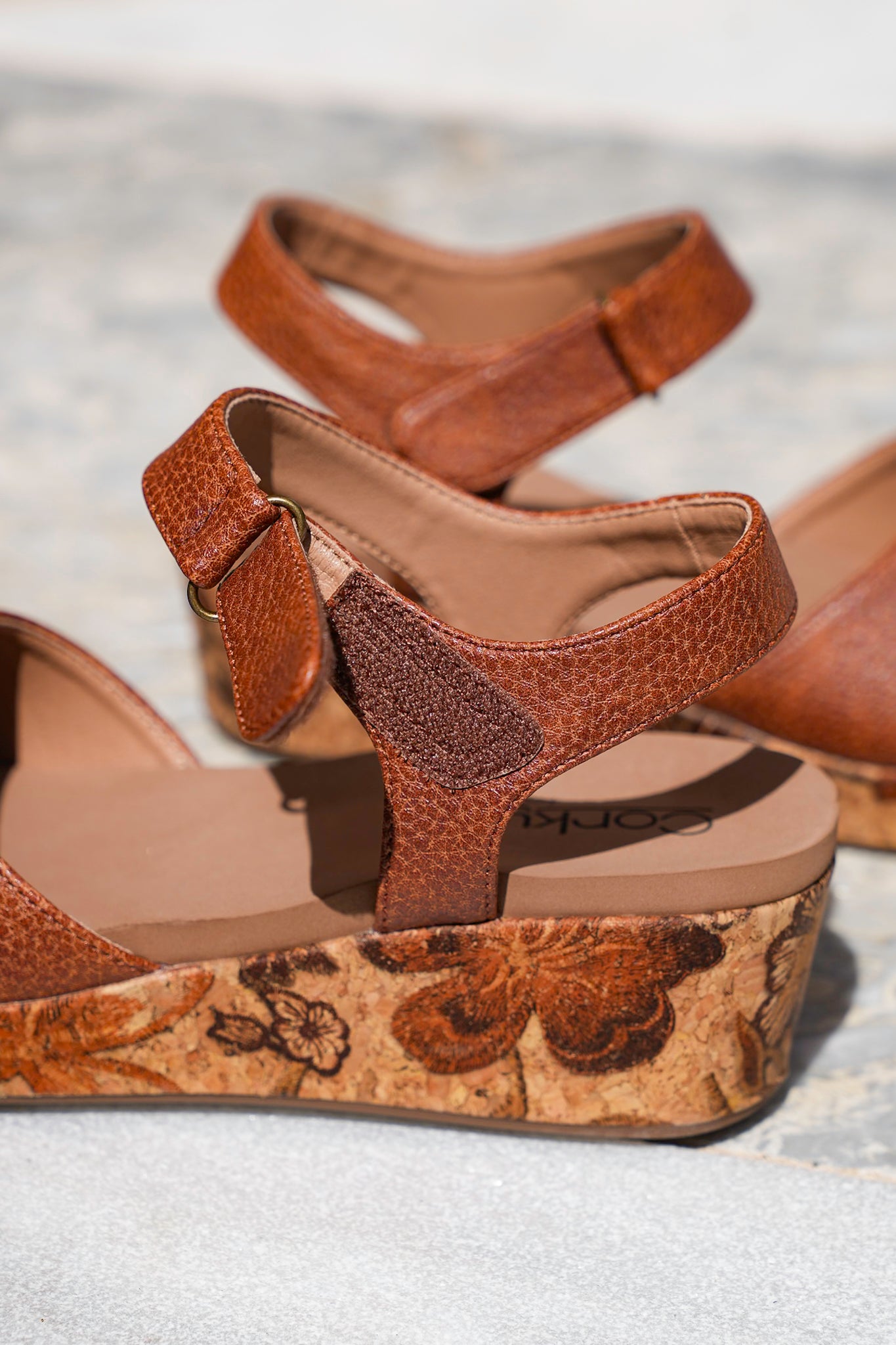 Corky's "All In" Floral Cork Heel Wedge Sandals