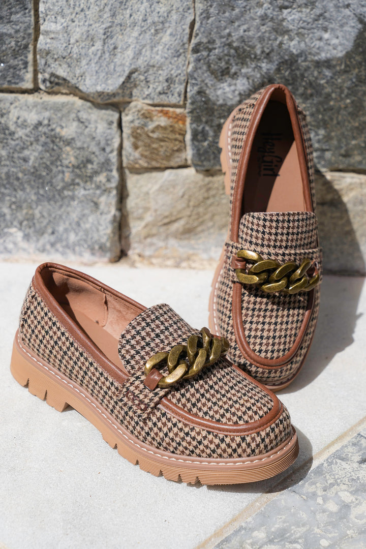 Corky's "Not Literally" Patterned Loafer with Chunky Chain