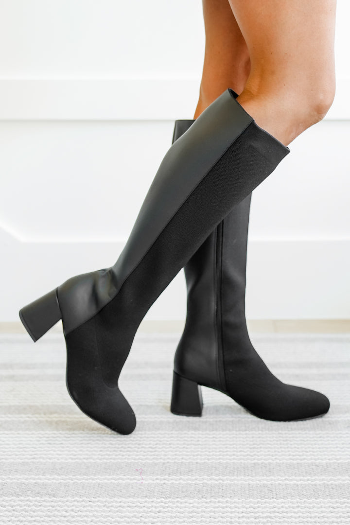 MIA Vegan Leather Knee High Boot with Elastic Panel
