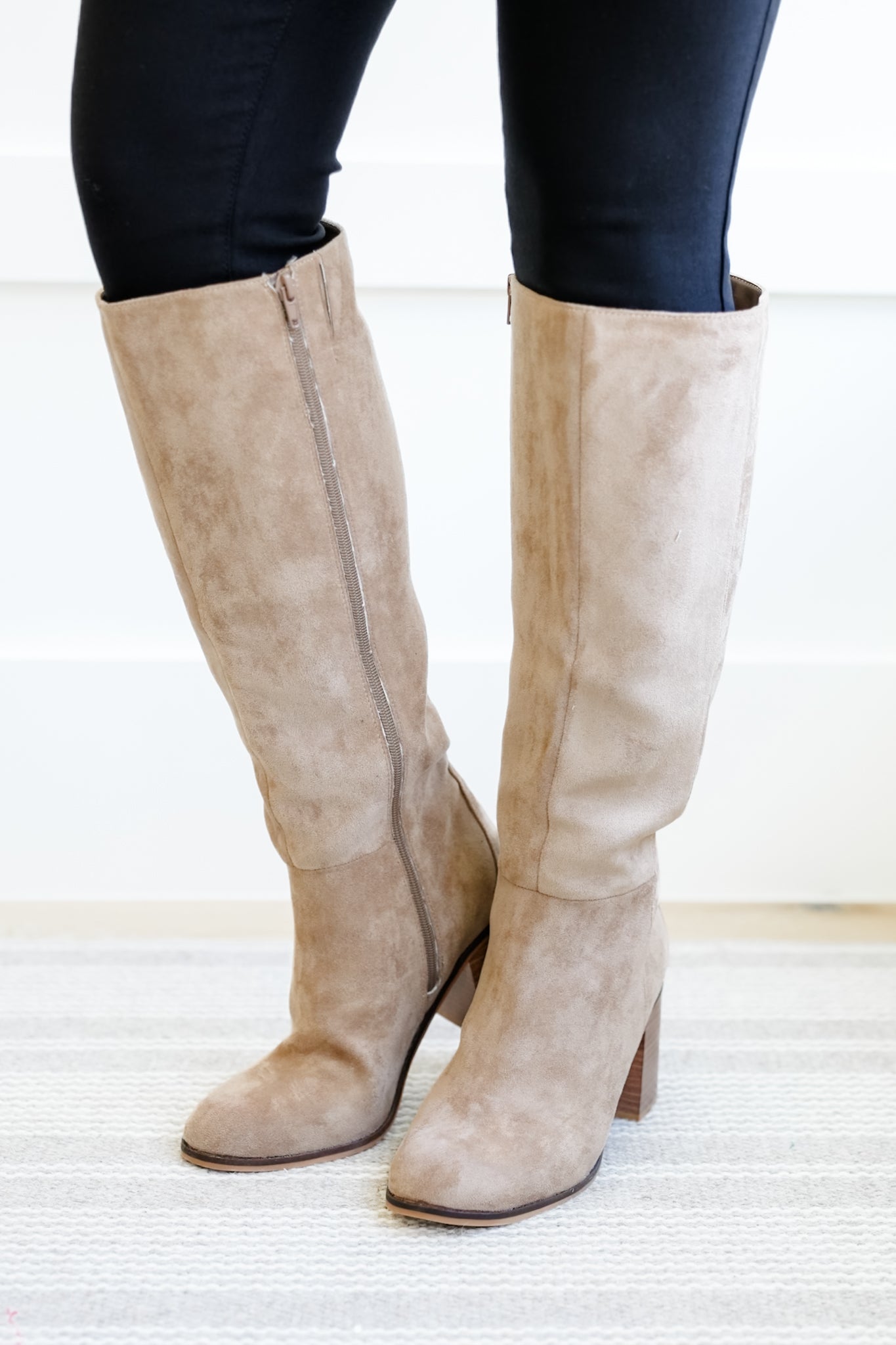 MIA Vegan Suede Tall Boot with Block Heel