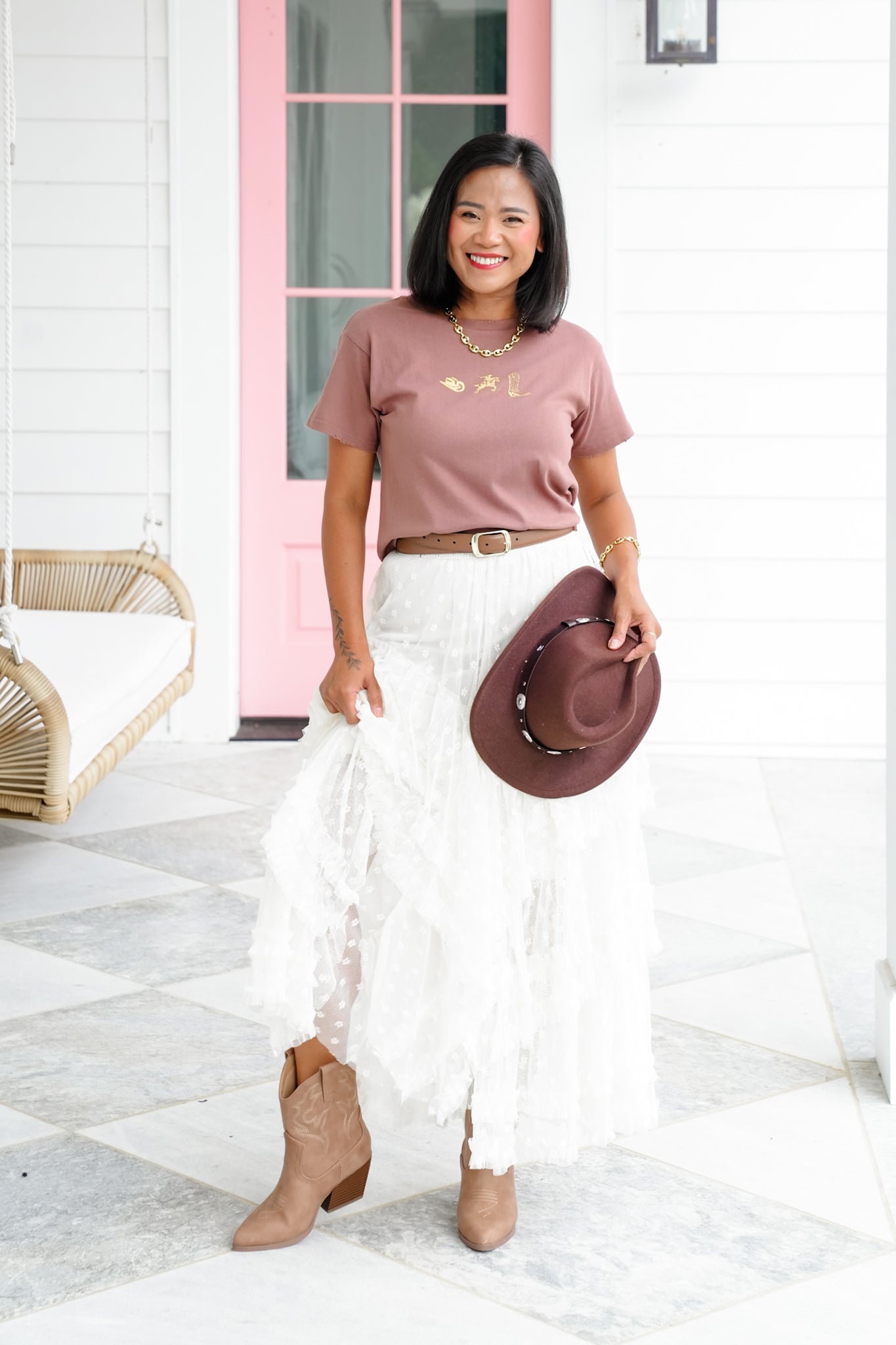 Short Sleeve Western Trio Graphic Crop Tee